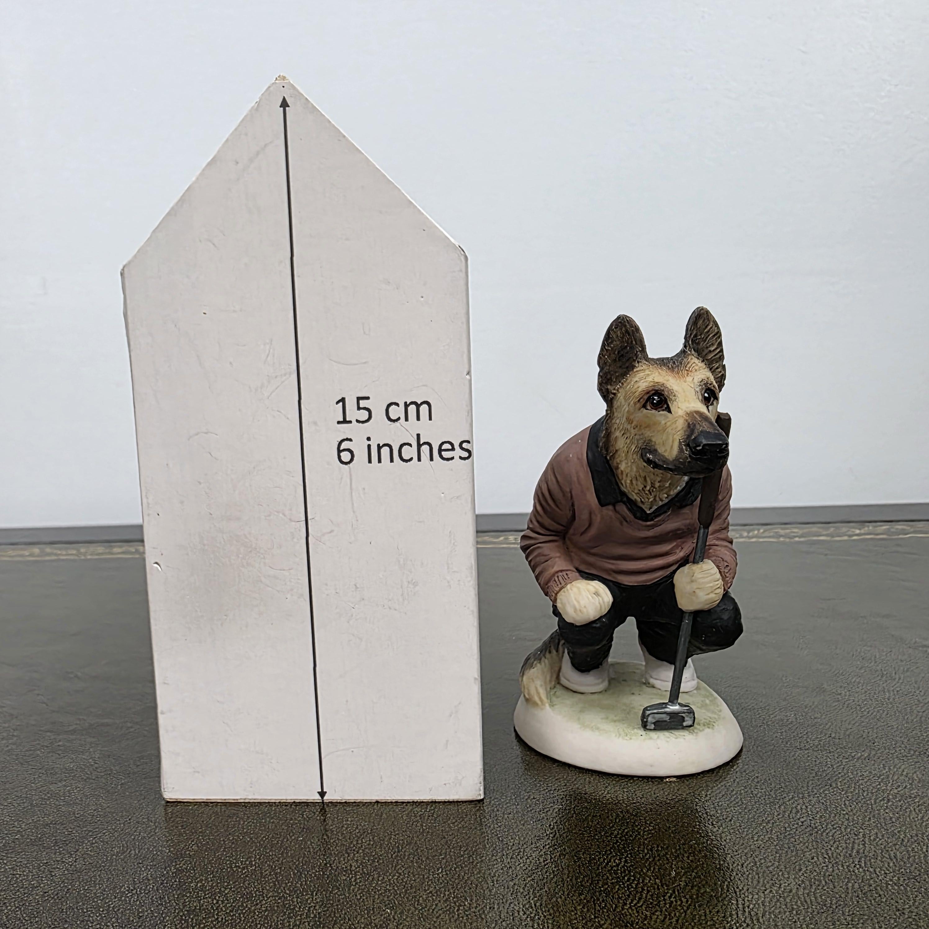 Vintage Alsatian Golfer Dog Figurine CC51 | Robert Harrop Country Companions England Collectible Resin Ornament
