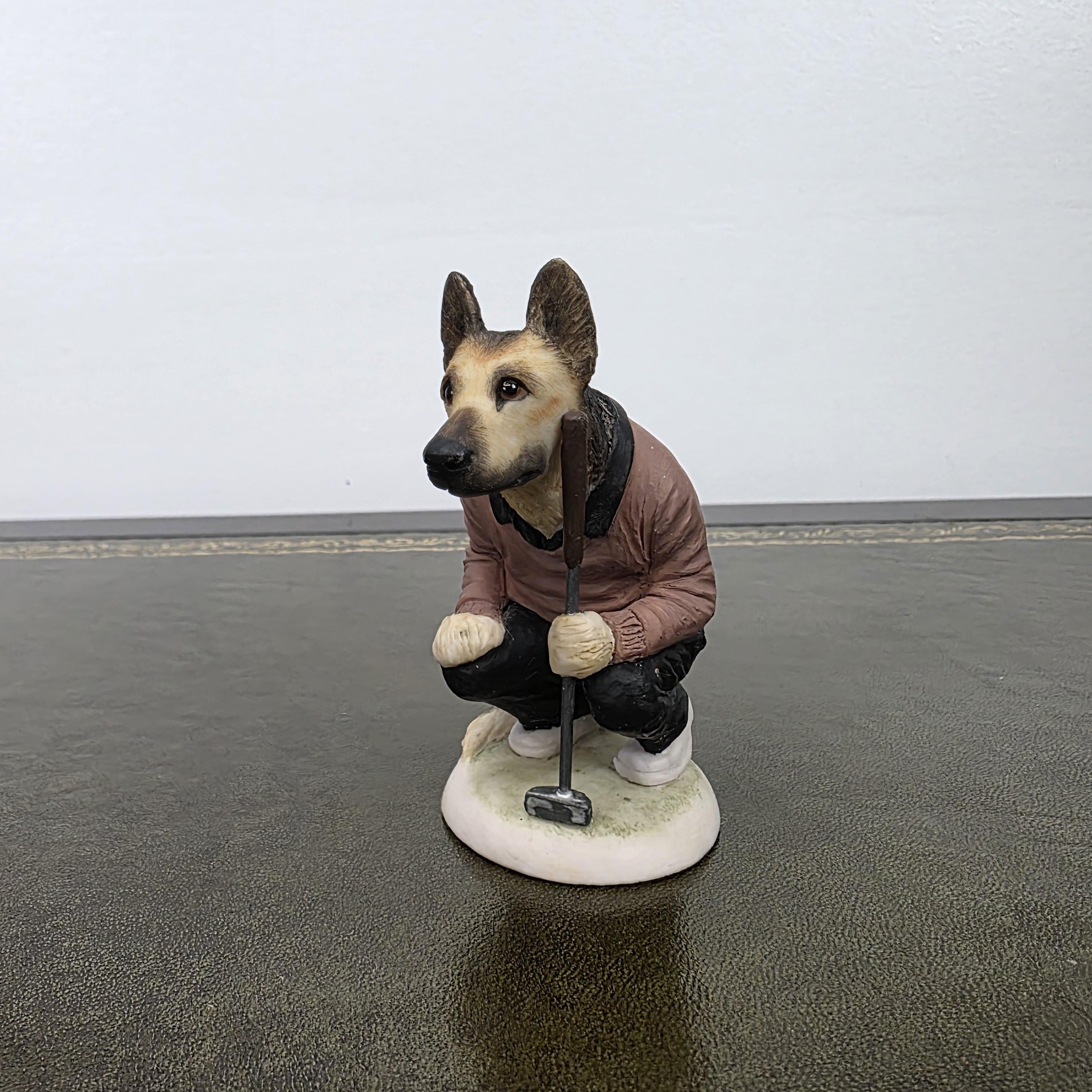 Vintage Alsatian Golfer Dog Figurine CC51 | Robert Harrop Country Companions England Collectible Resin Ornament