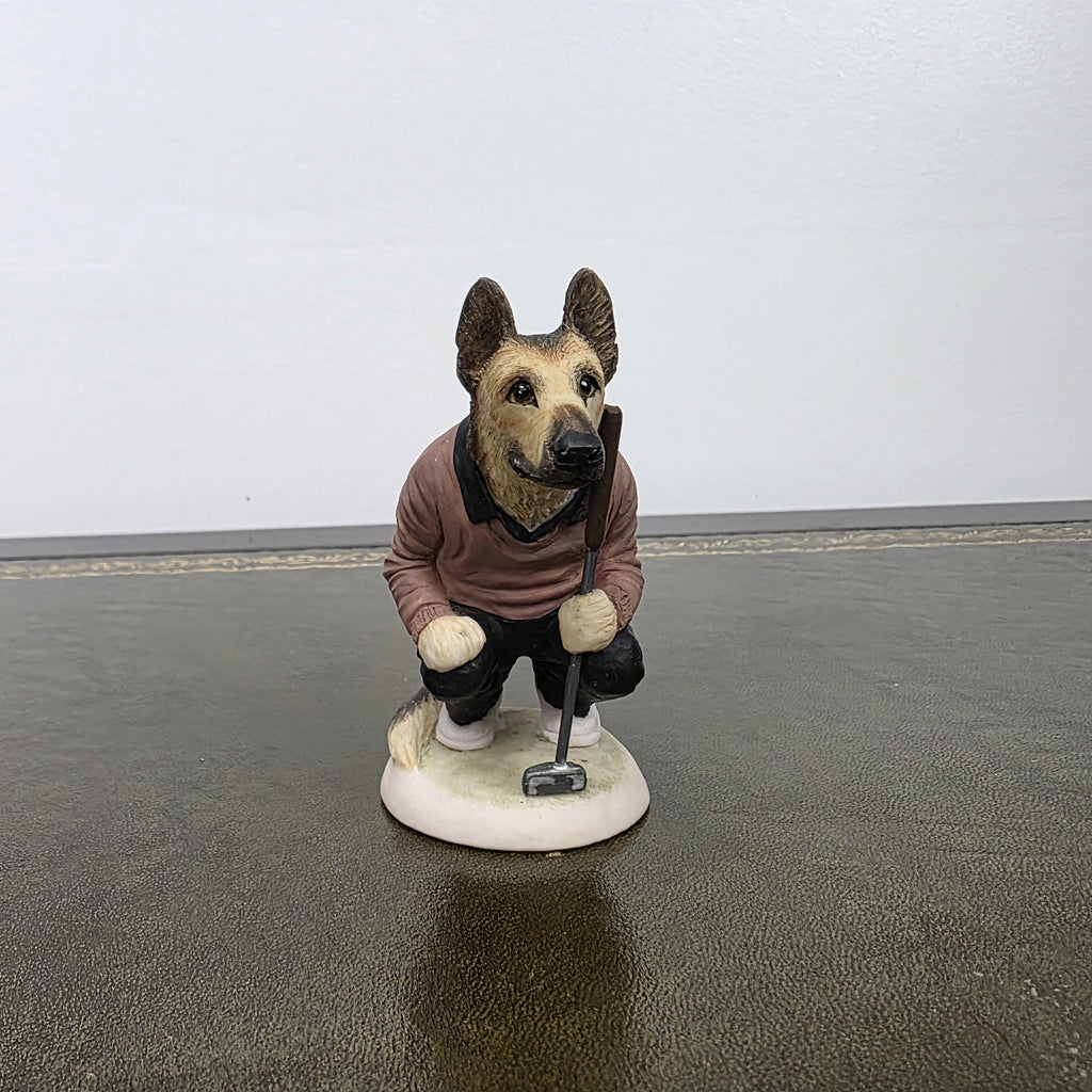 Vintage Alsatian Golfer Dog Figurine CC51 | Robert Harrop Country Companions England Collectible Resin Ornament
