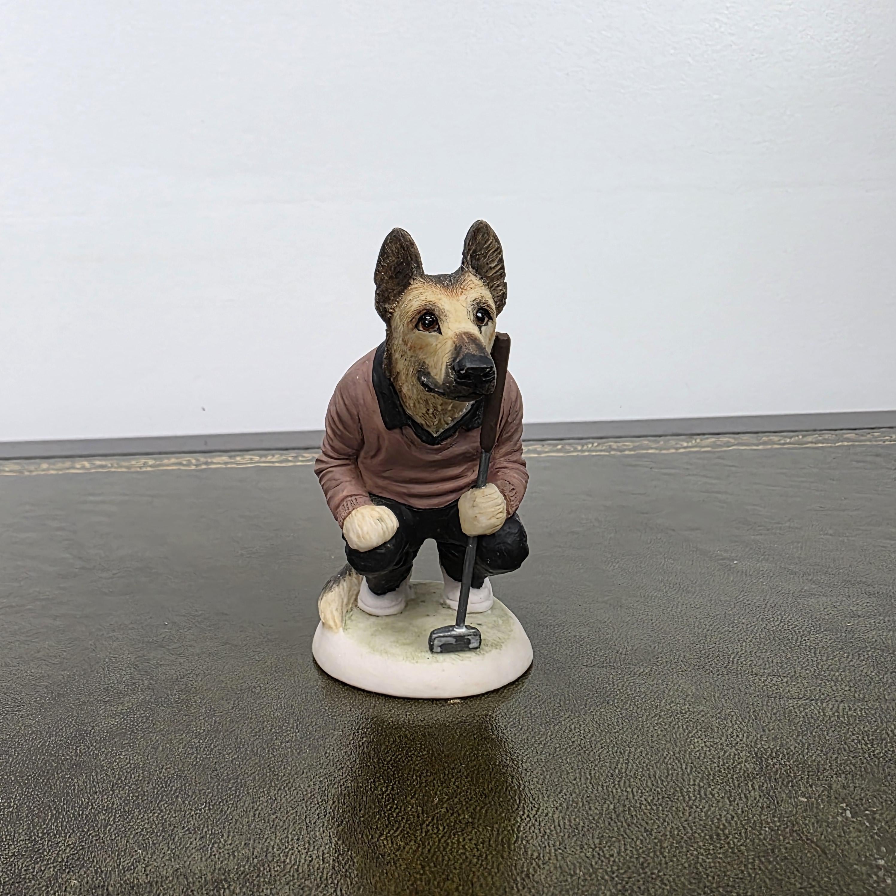 Vintage Alsatian Golfer Dog Figurine CC51 | Robert Harrop Country Companions England Collectible Resin Ornament
