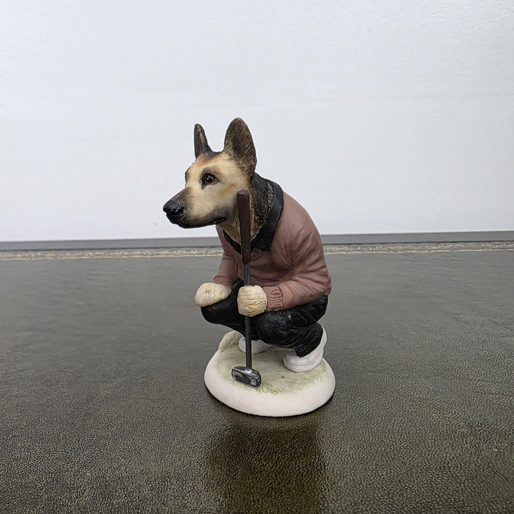Vintage Alsatian Golfer Dog Figurine CC51 | Robert Harrop Country Companions England Collectible Resin Ornament
