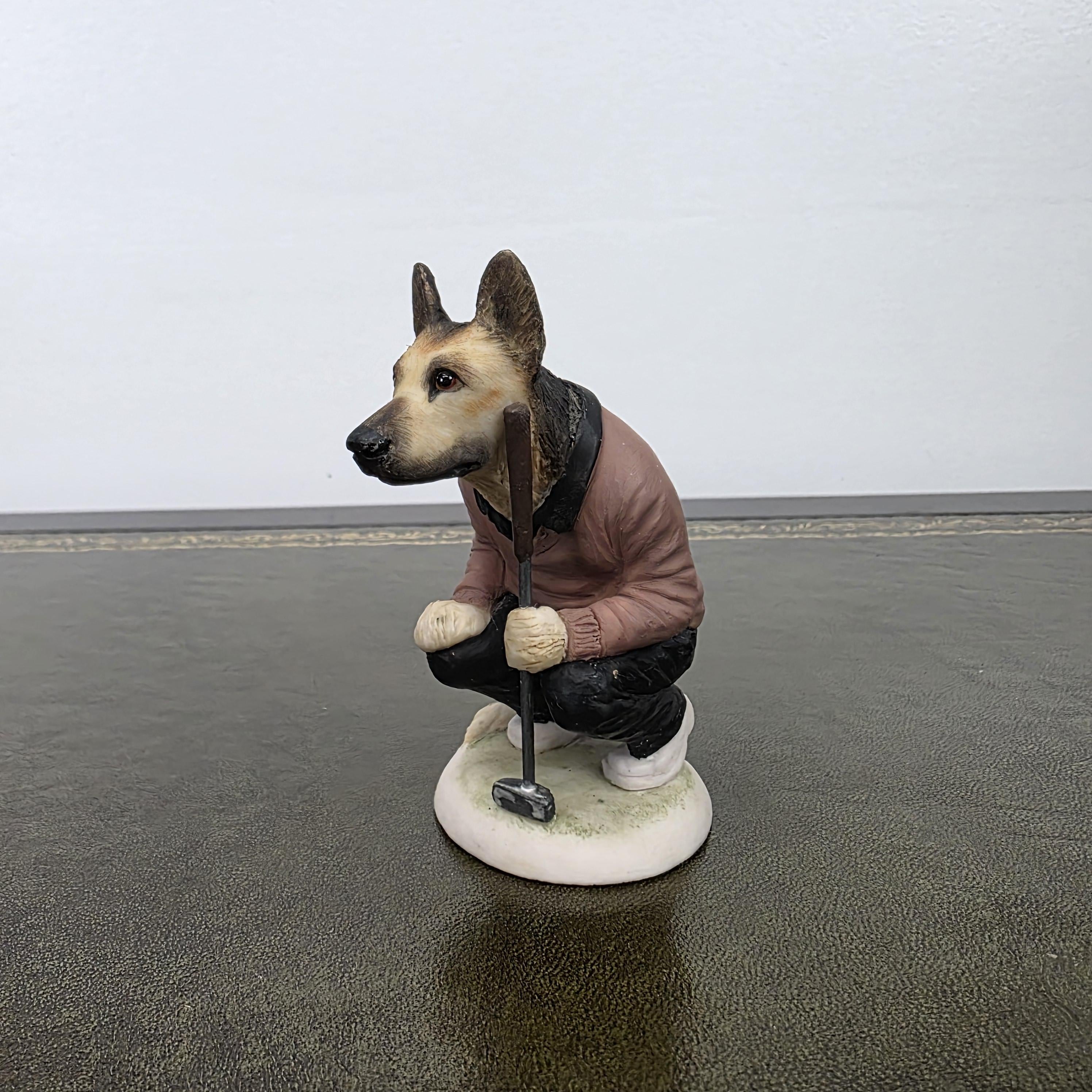 Vintage Alsatian Golfer Dog Figurine CC51 | Robert Harrop Country Companions England Collectible Resin Ornament