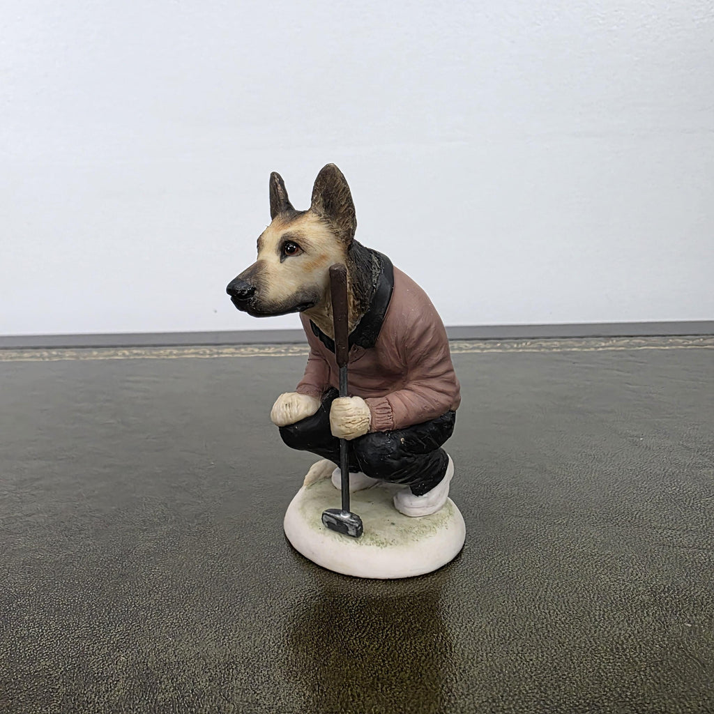 Vintage Alsatian Golfer Dog Figurine CC51 | Robert Harrop Country Companions England Collectible Resin Ornament