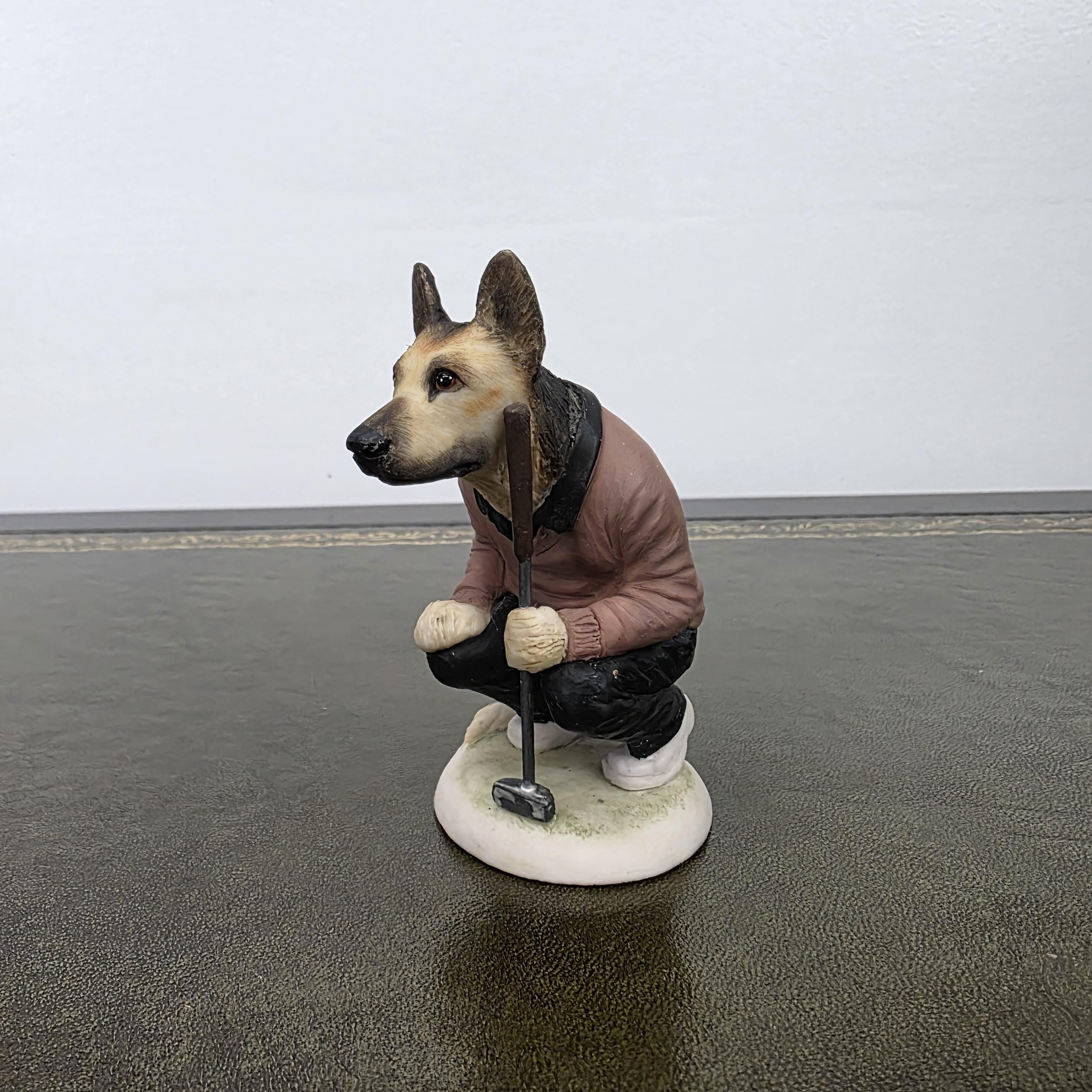 Vintage Alsatian Golfer Dog Figurine CC51 | Robert Harrop Country Companions England Collectible Resin Ornament