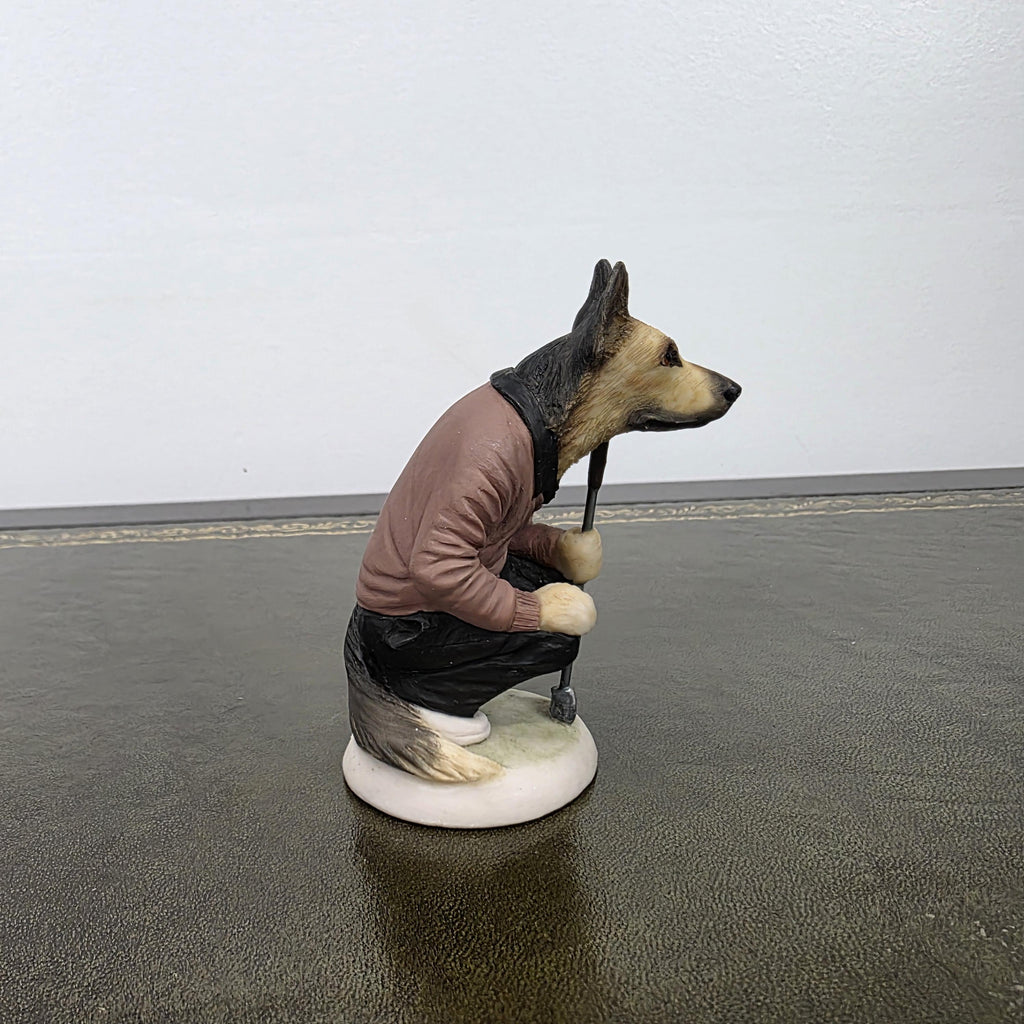 Vintage Alsatian Golfer Dog Figurine CC51 | Robert Harrop Country Companions England Collectible Resin Ornament