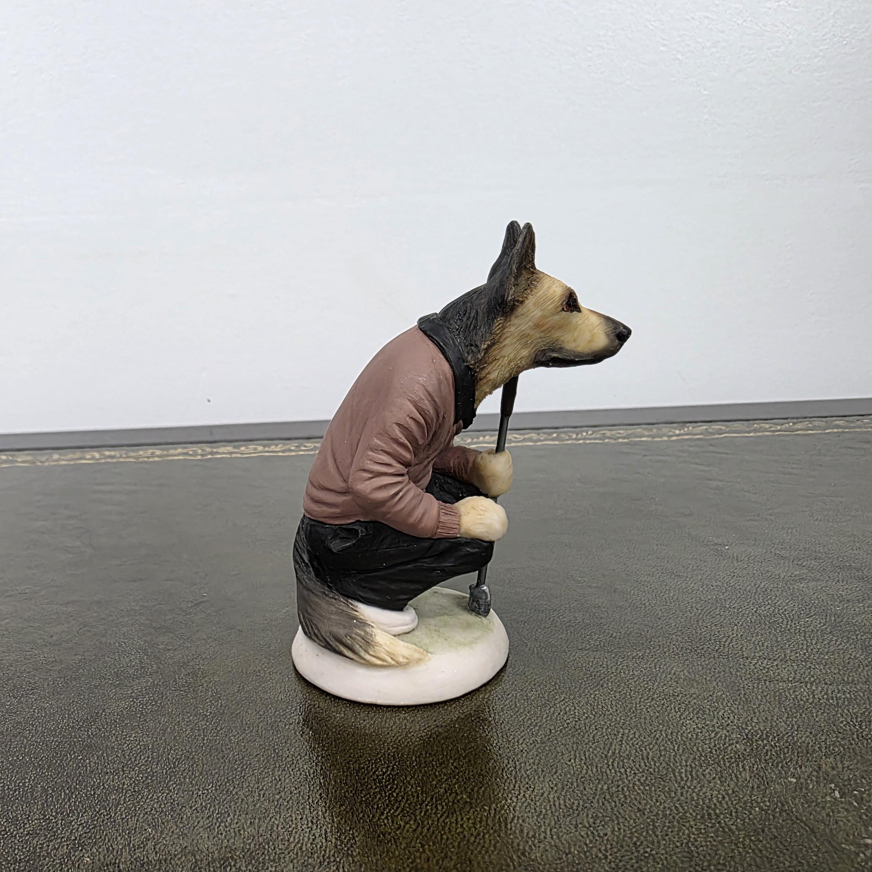 Vintage Alsatian Golfer Dog Figurine CC51 | Robert Harrop Country Companions England Collectible Resin Ornament