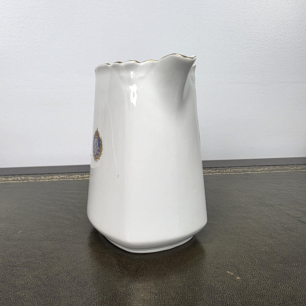 Antique Coronation Jug Ceramic Pitcher CWS Windsor China King George VI England 1937 Collectible
