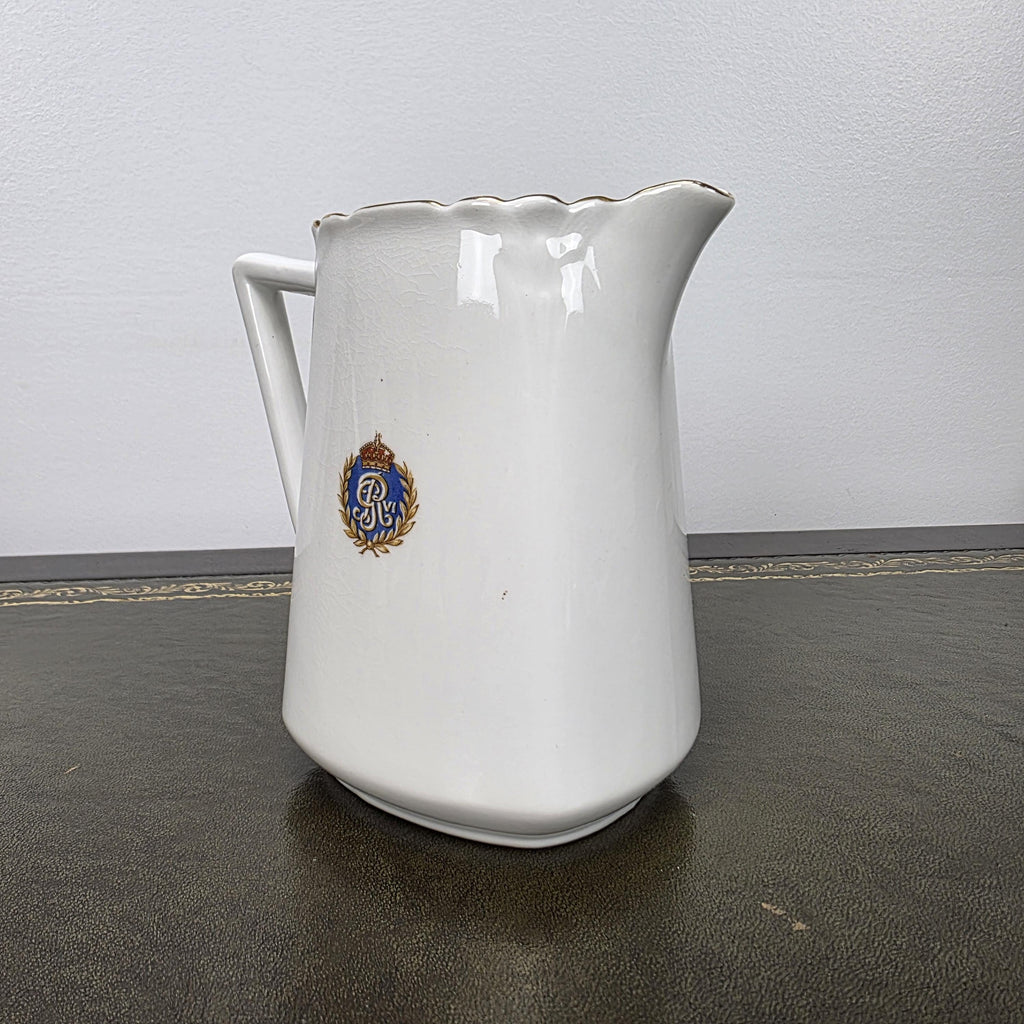 Antique Coronation Jug Ceramic Pitcher CWS Windsor China King George VI England 1937 Collectible