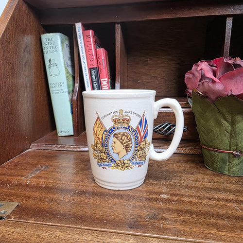 Antique Coronation Mug Ceramic Cup Brentleigh Ware Queen Elizabeth II England 1953 Collectible Decor
