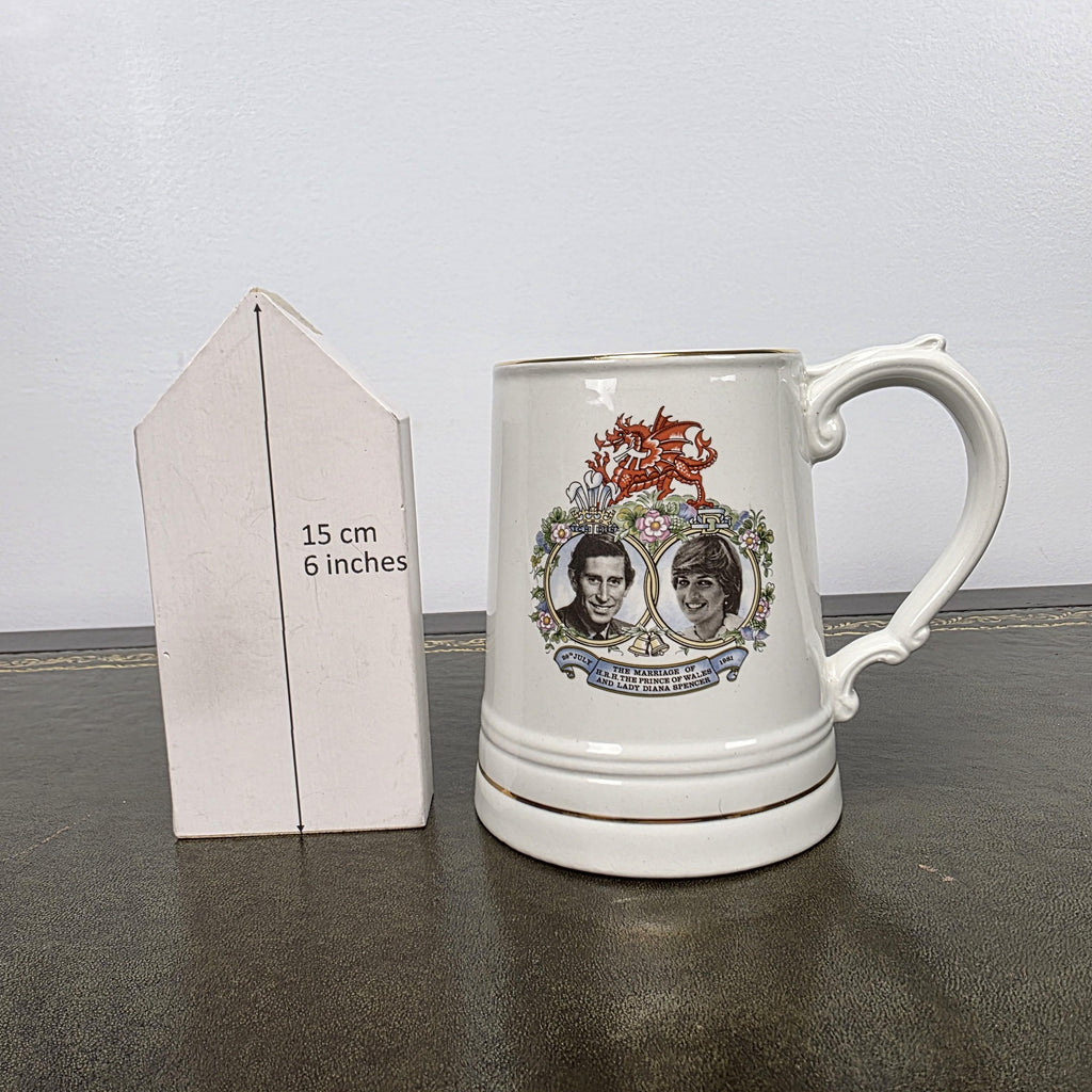 Antique Royal Wedding Beer Mug Ceramic Tankard Enoch Wedgwood Prince Charles Diana England 1981