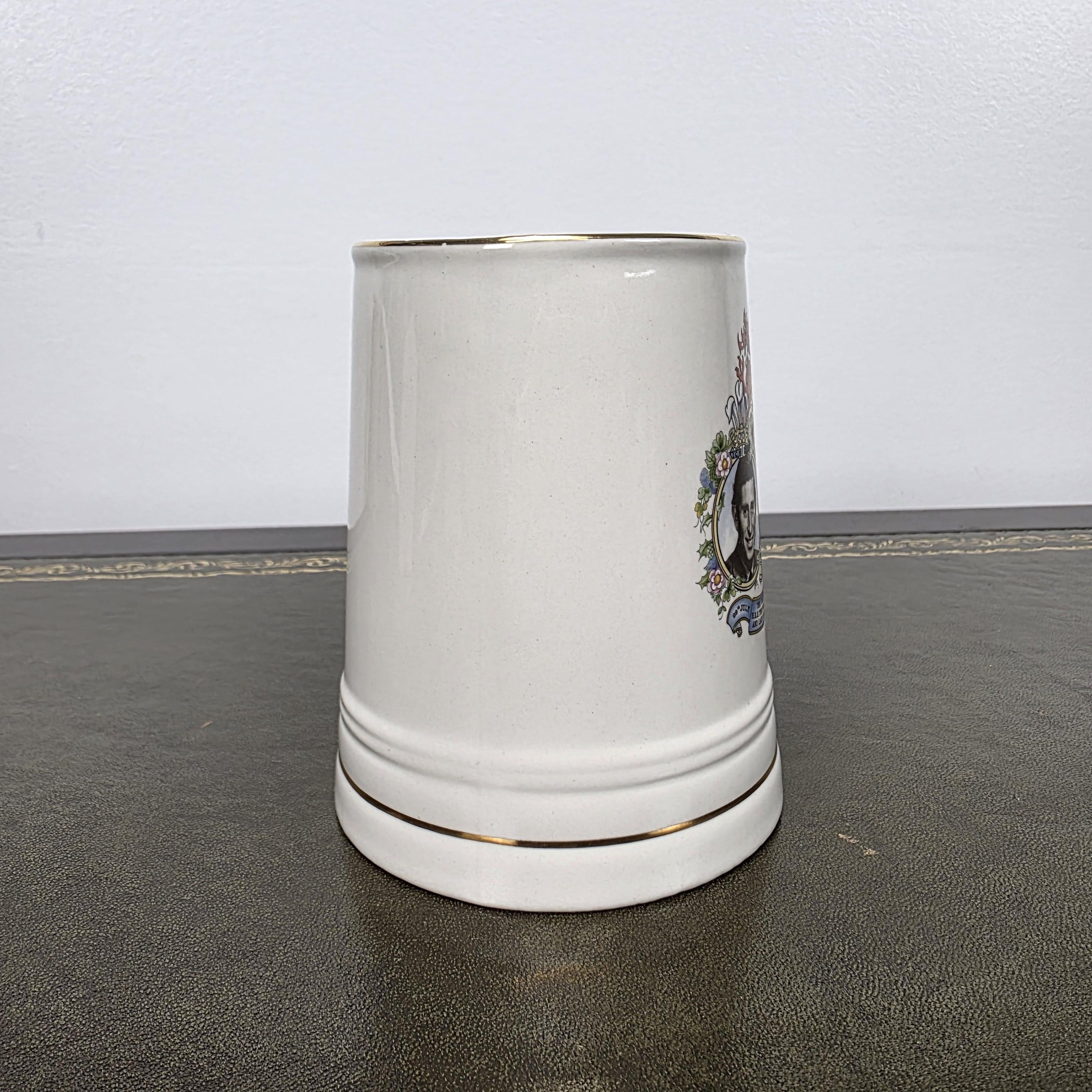 Antique Royal Wedding Beer Mug Ceramic Tankard Enoch Wedgwood Prince Charles Diana England 1981