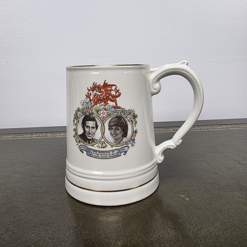 Antique Royal Wedding Beer Mug Ceramic Tankard Enoch Wedgwood Prince Charles Diana England 1981