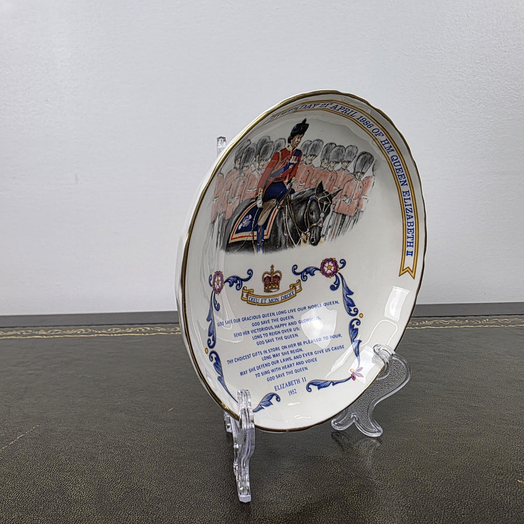 Aynsley Royal Dish Fine Bone China Queen Elizabeth II 60th Birthday England 1986 Collectible