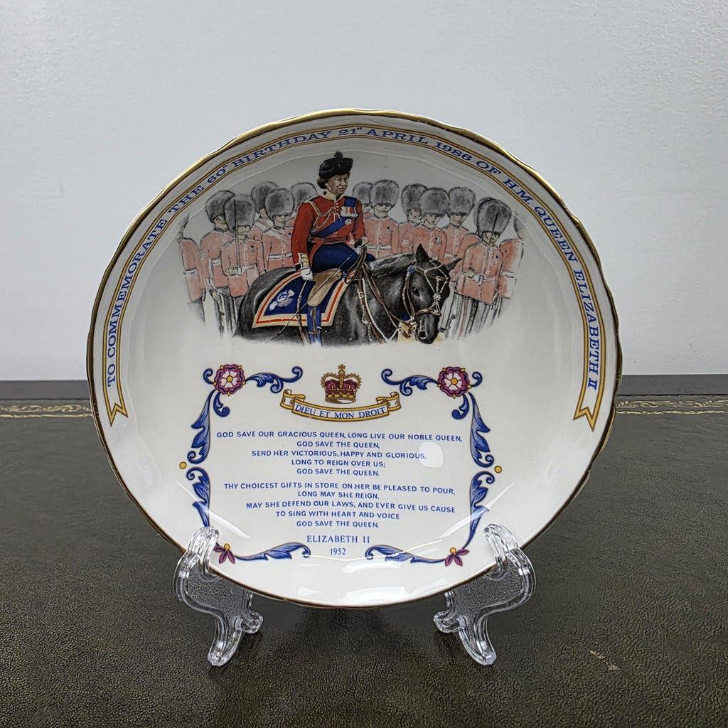 Aynsley Royal Dish Fine Bone China Queen Elizabeth II 60th Birthday England 1986 Collectible