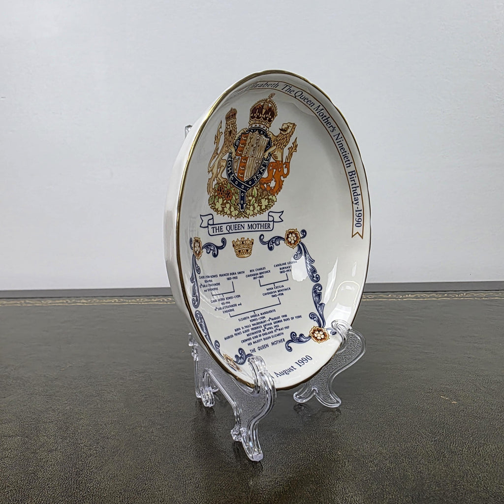 Aynsley Royal Dish Fine Bone China Queen Mother 90th Birthday England 1990 Commemorative Piece