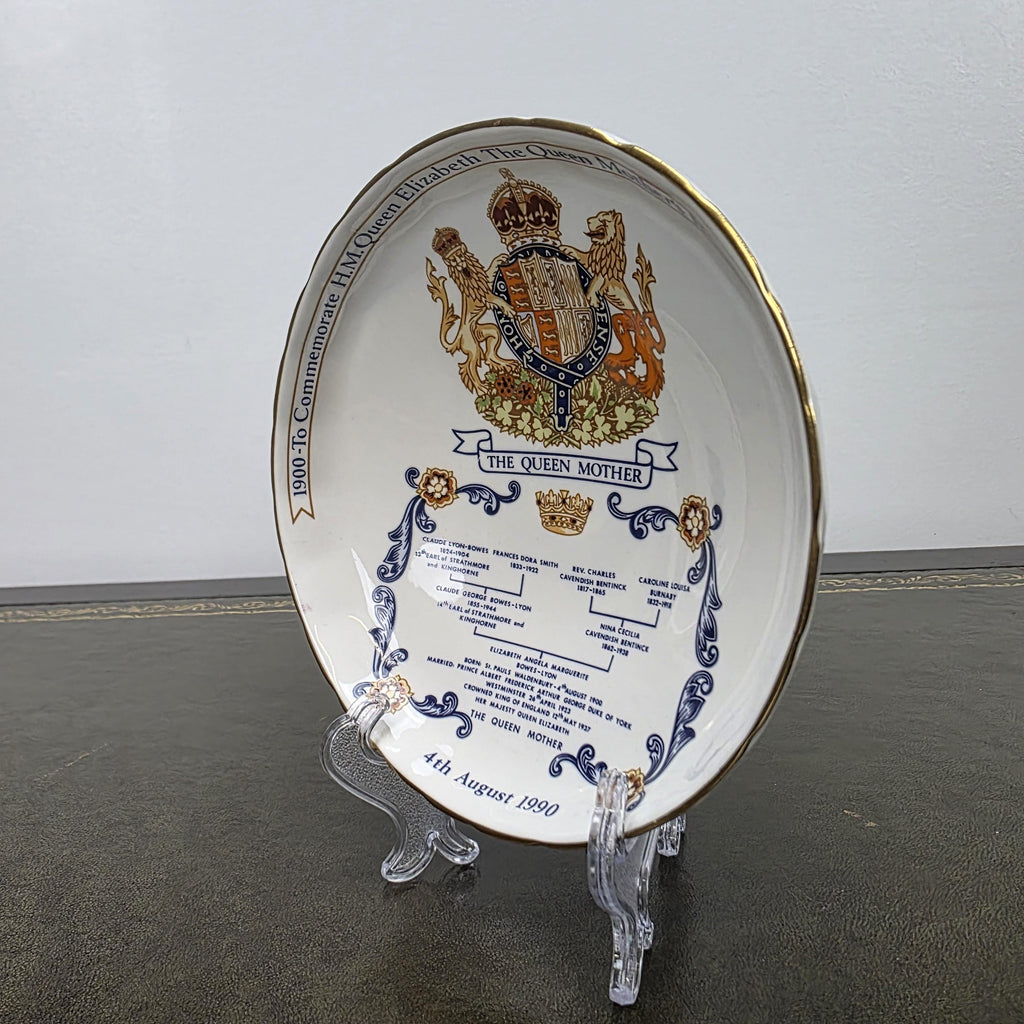 Aynsley Royal Dish Fine Bone China Queen Mother 90th Birthday England 1990 Commemorative Piece
