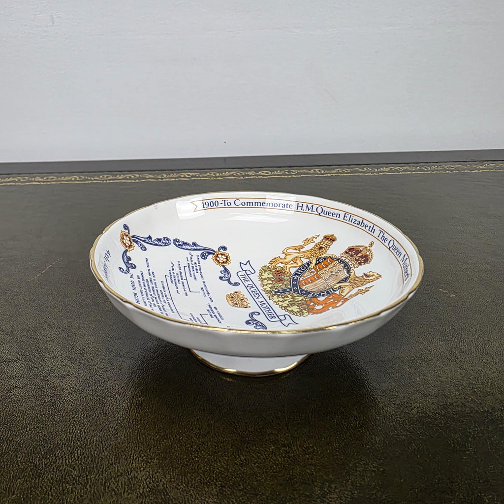 Aynsley Royal Dish Fine Bone China Queen Mother 90th Birthday England 1990 Commemorative Piece