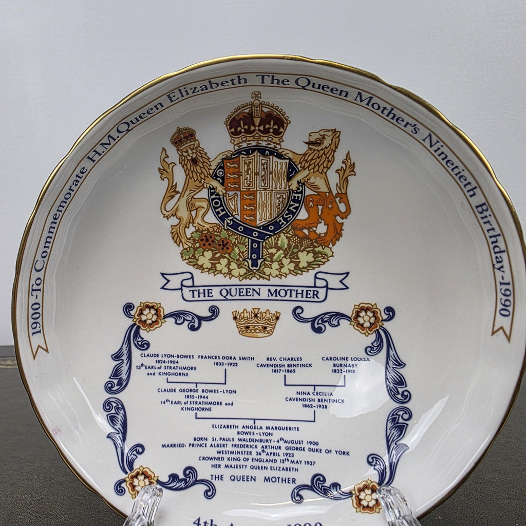Aynsley Royal Dish Fine Bone China Queen Mother 90th Birthday England 1990 Commemorative Piece