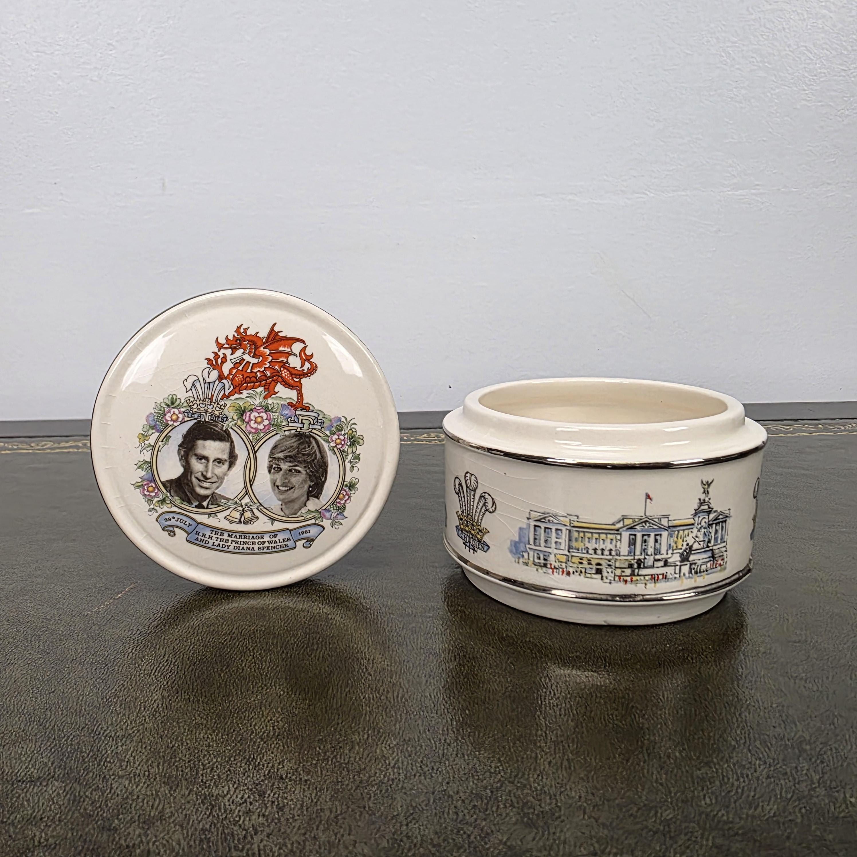 Sadler Royal Wedding Jewellery Box Ceramic Prince Charles Lady Diana England 1981 Commemorative Collectible