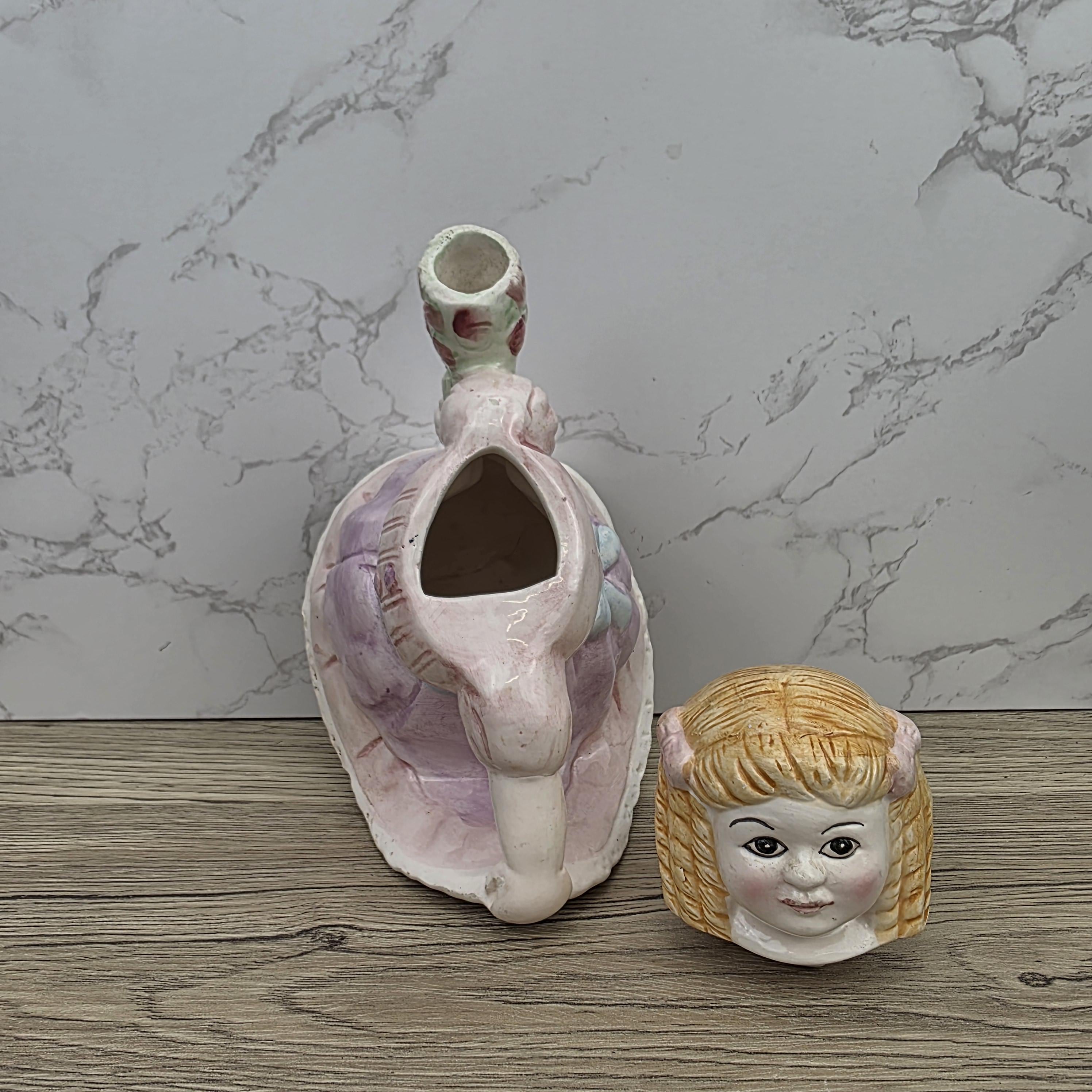 Vintage Ceramic Girl Teapot with Lid Pastel Pink Dress Figurine Style Collectible Tea Serveware
