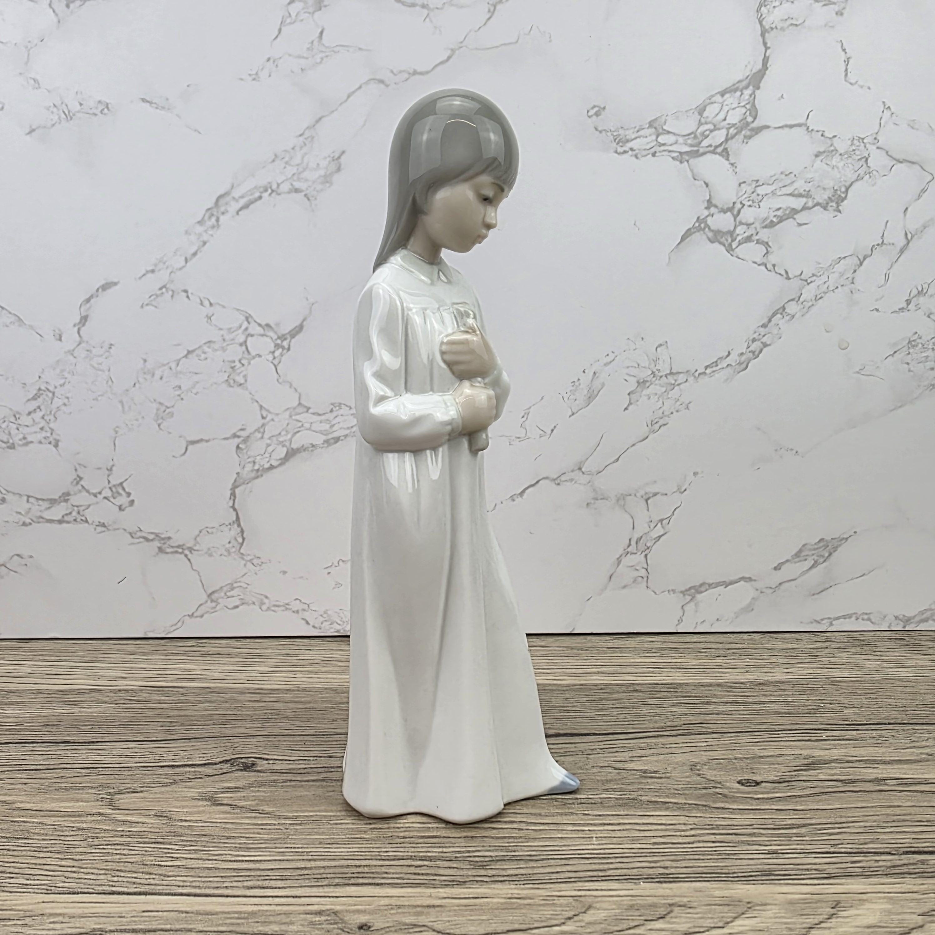 Porcelain Girl Figurine Holding Doll by NAO Lladro | Spain DAISA | A51F Model | 1980s Vintage