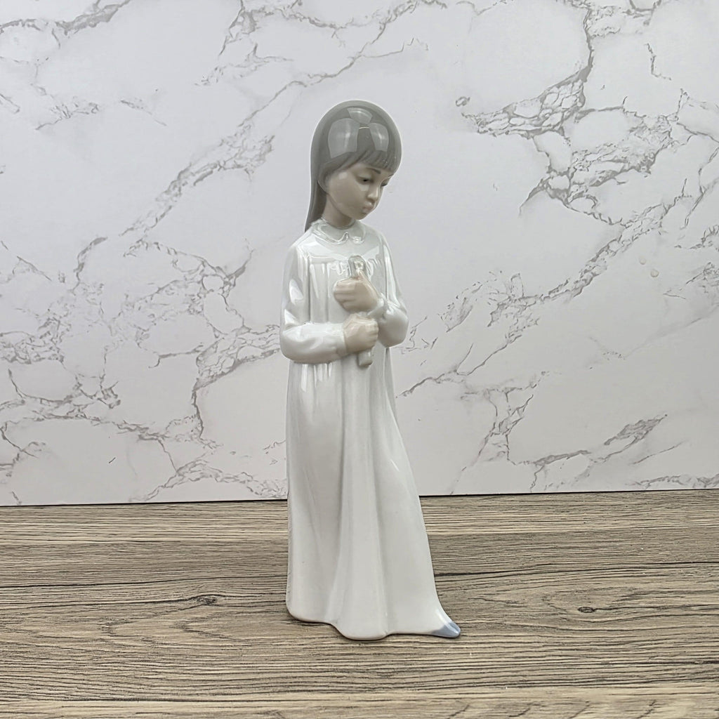 Porcelain Girl Figurine Holding Doll by NAO Lladro | Spain DAISA | A51F Model | 1980s Vintage