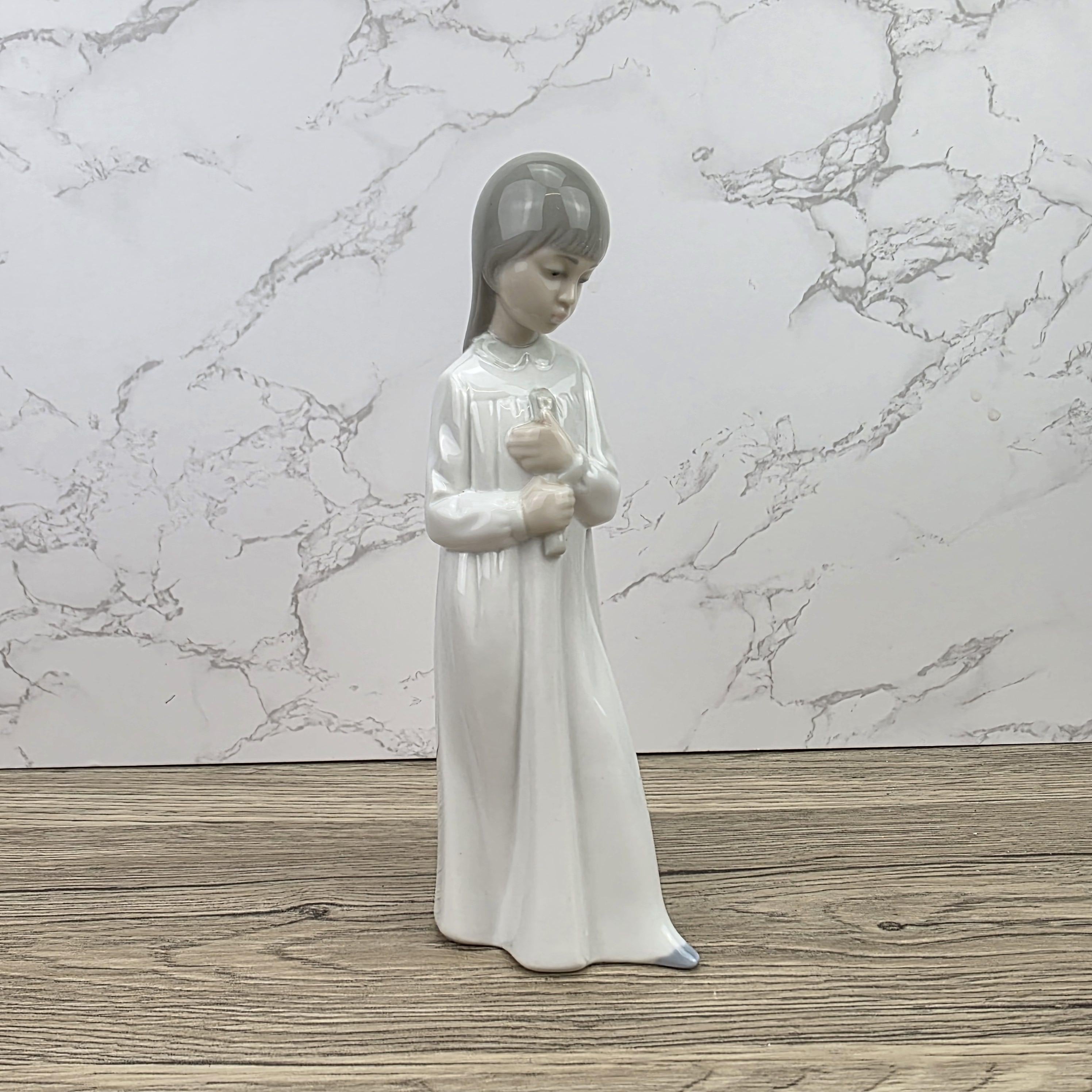 Porcelain Girl Figurine Holding Doll by NAO Lladro | Spain DAISA | A51F Model | 1980s Vintage