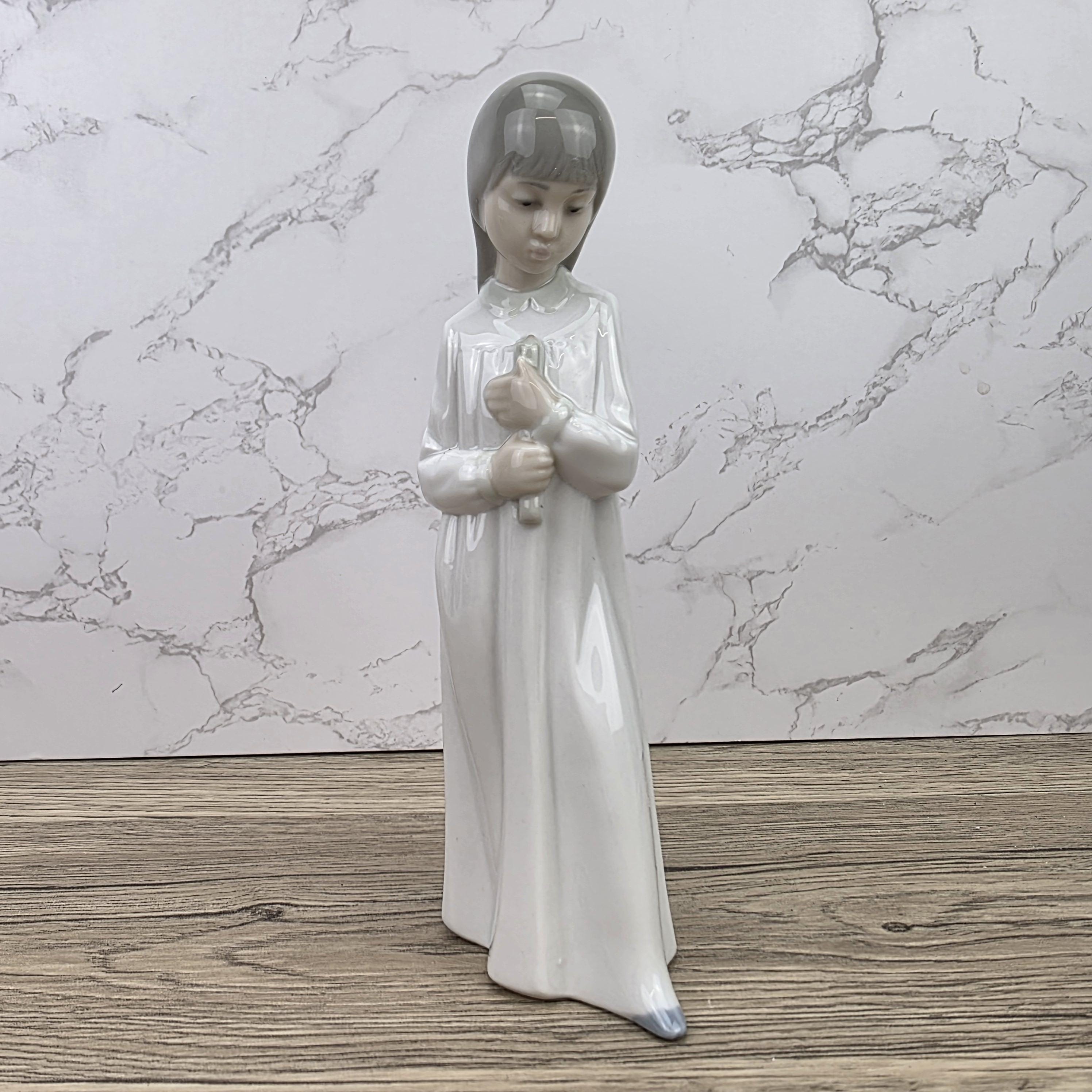 Porcelain Girl Figurine Holding Doll by NAO Lladro | Spain DAISA | A51F Model | 1980s Vintage