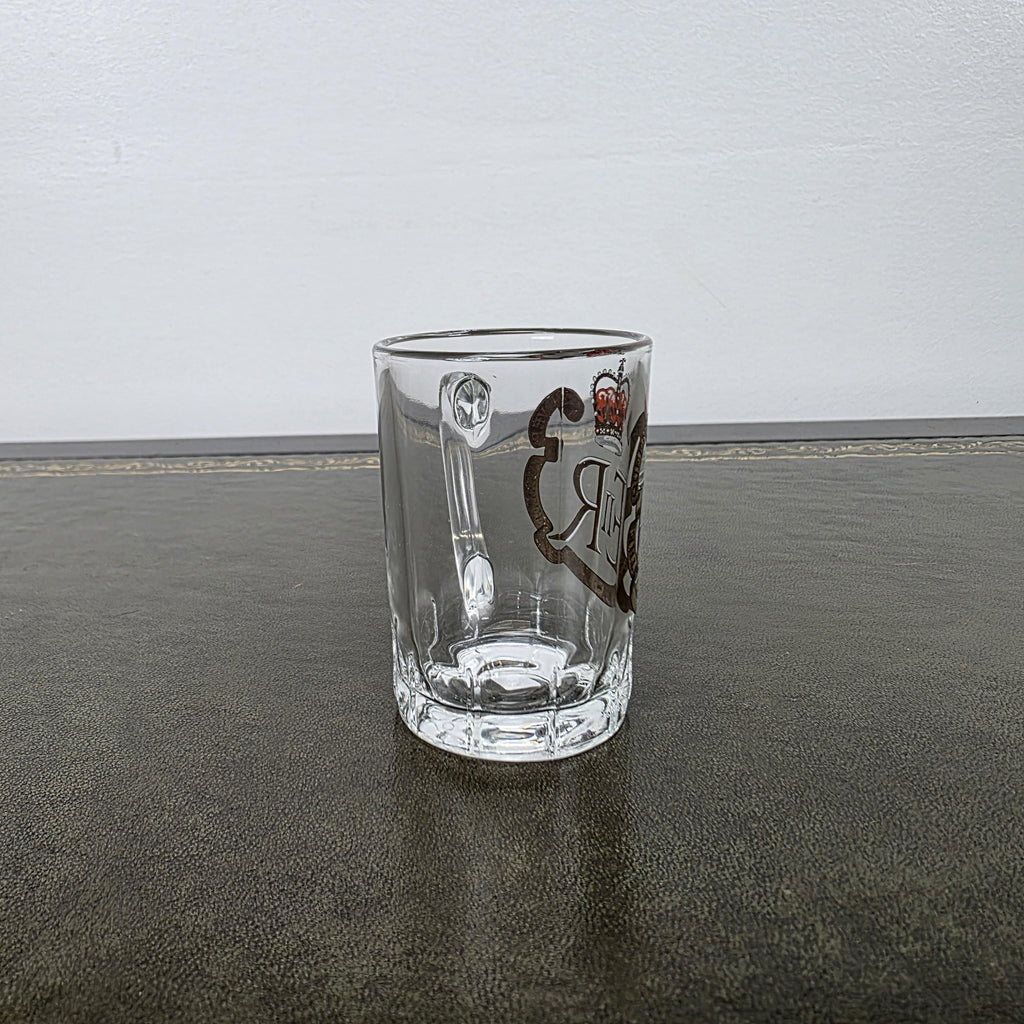 Vintage Queen Elizabeth II Silver Jubilee Glass Mug 1977 Commemorative Espresso Cup 1952-1977
