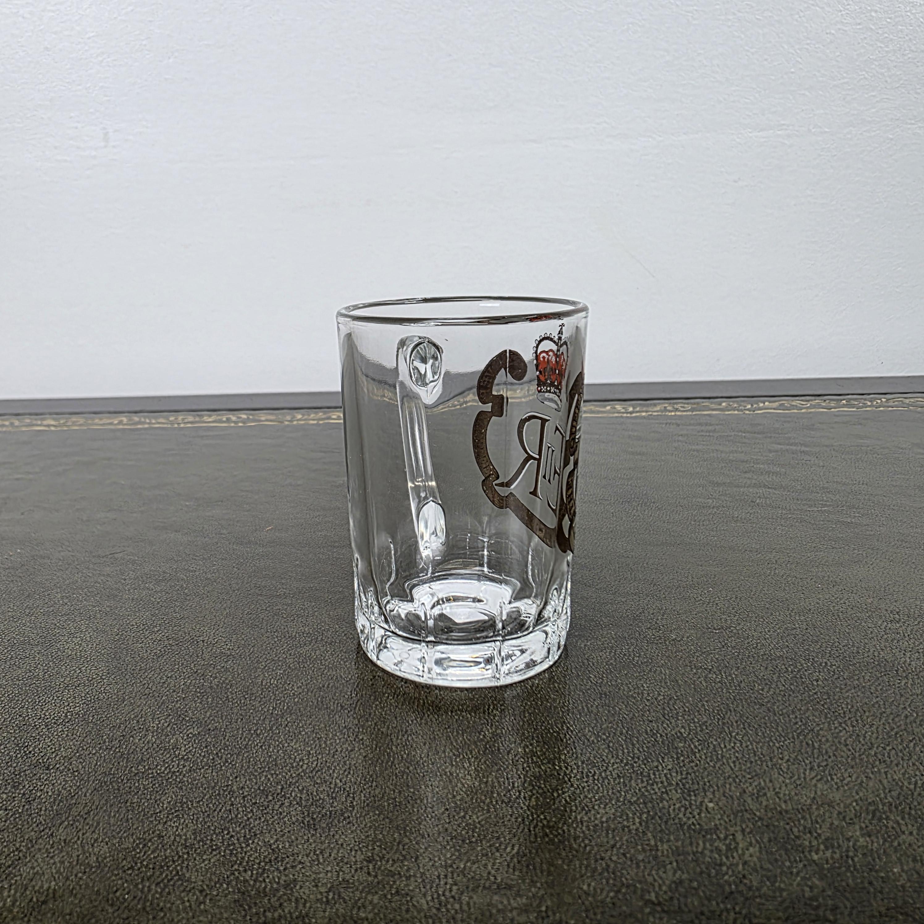 Vintage Queen Elizabeth II Silver Jubilee Glass Mug 1977 Commemorative Espresso Cup 1952-1977