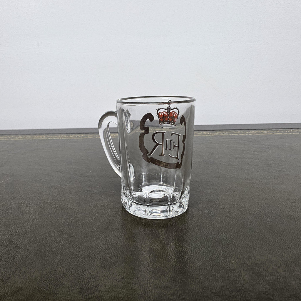 Vintage Queen Elizabeth II Silver Jubilee Glass Mug 1977 Commemorative Espresso Cup 1952-1977