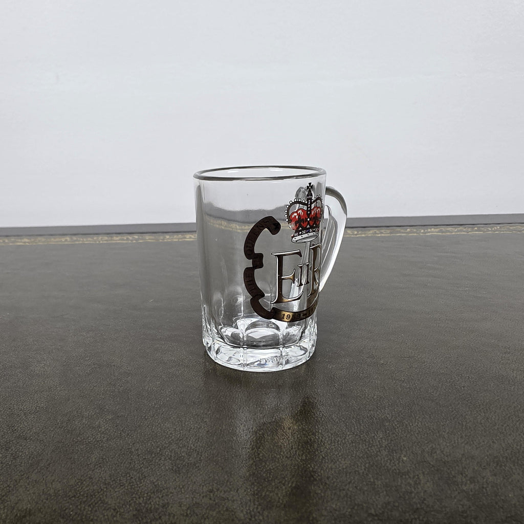 Vintage Queen Elizabeth II Silver Jubilee Glass Mug 1977 Commemorative Espresso Cup 1952-1977