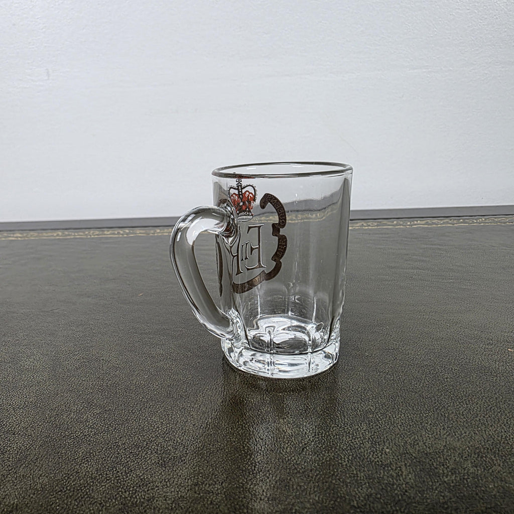 Vintage Queen Elizabeth II Silver Jubilee Glass Mug 1977 Commemorative Espresso Cup 1952-1977