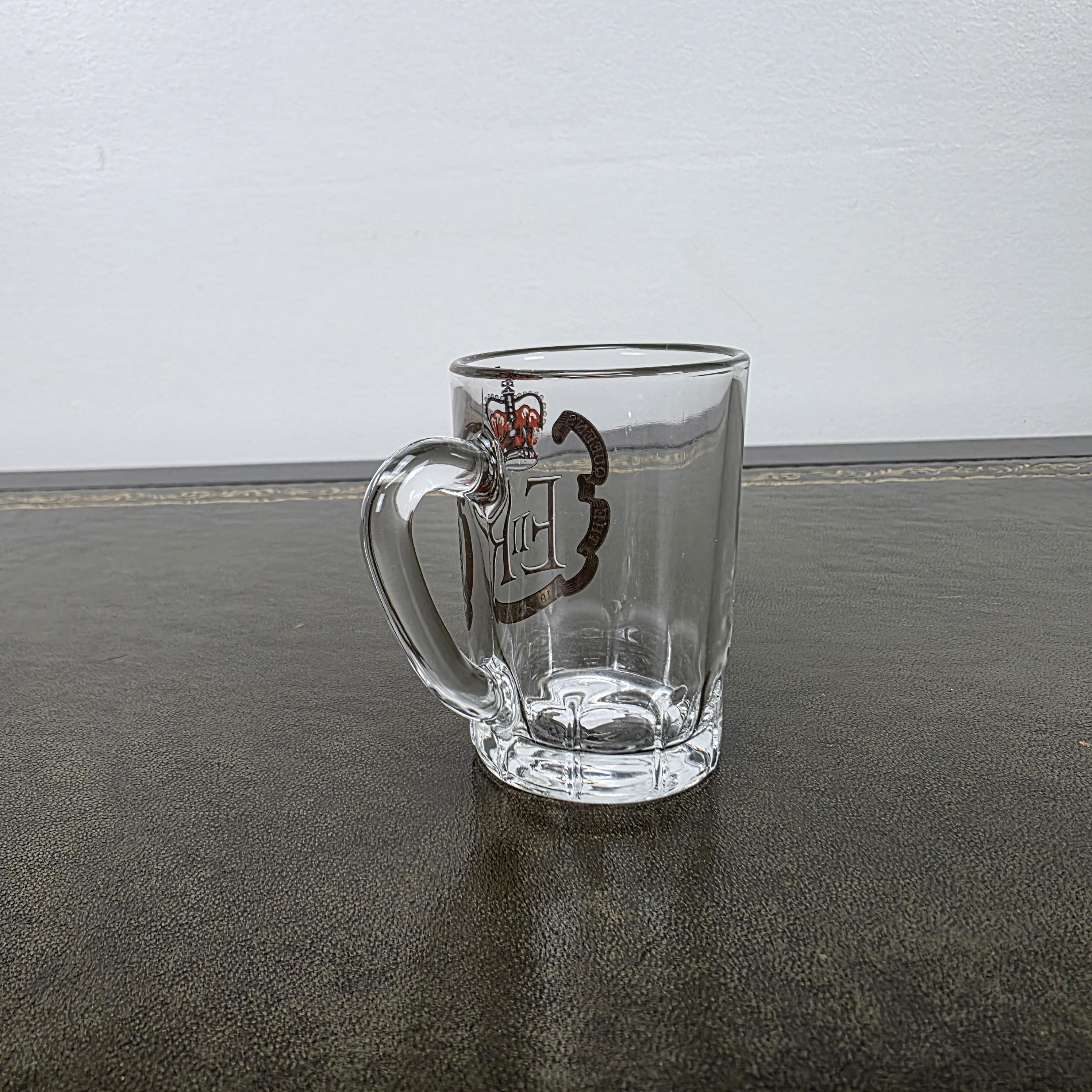 Vintage Queen Elizabeth II Silver Jubilee Glass Mug 1977 Commemorative Espresso Cup 1952-1977