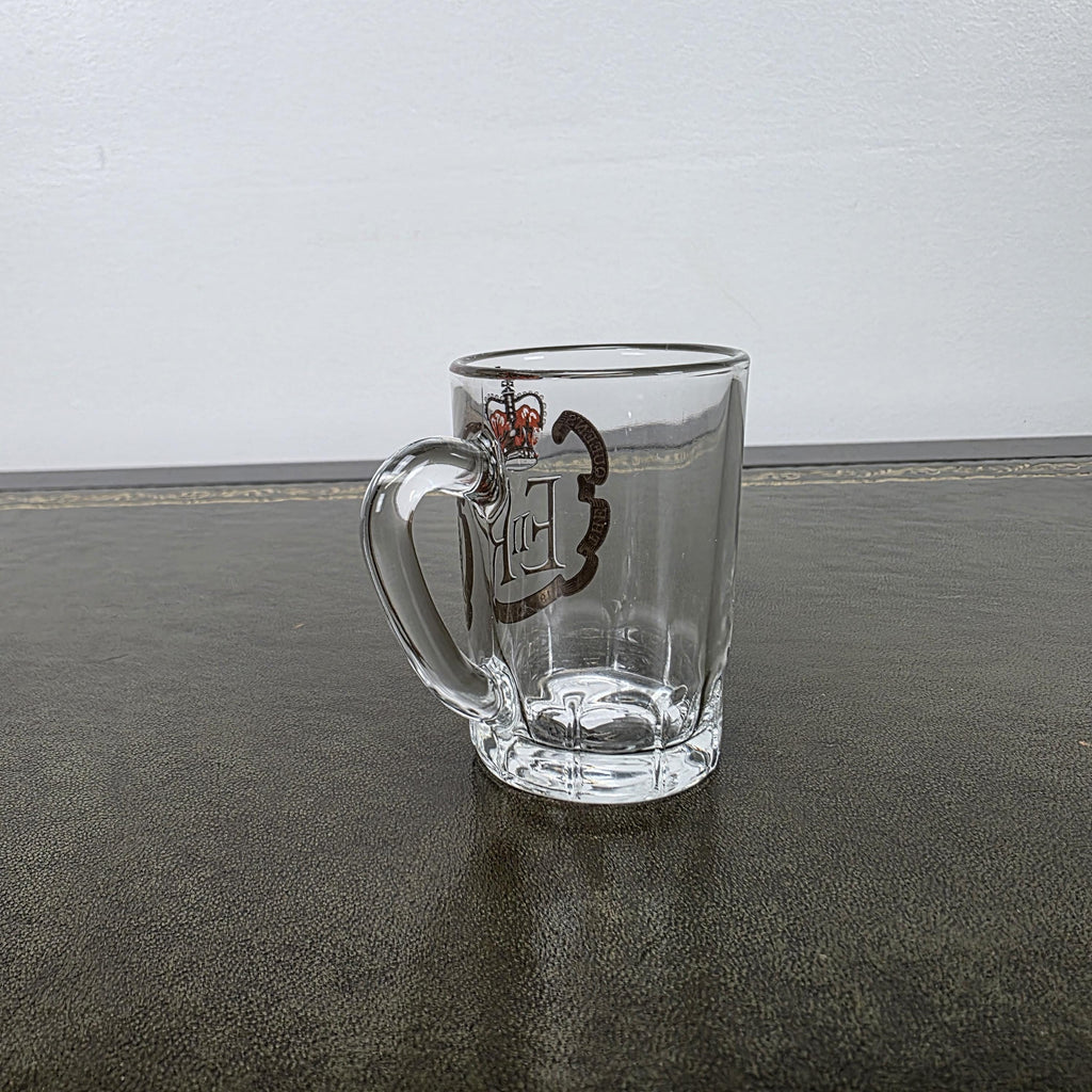 Vintage Queen Elizabeth II Silver Jubilee Glass Mug 1977 Commemorative Espresso Cup 1952-1977
