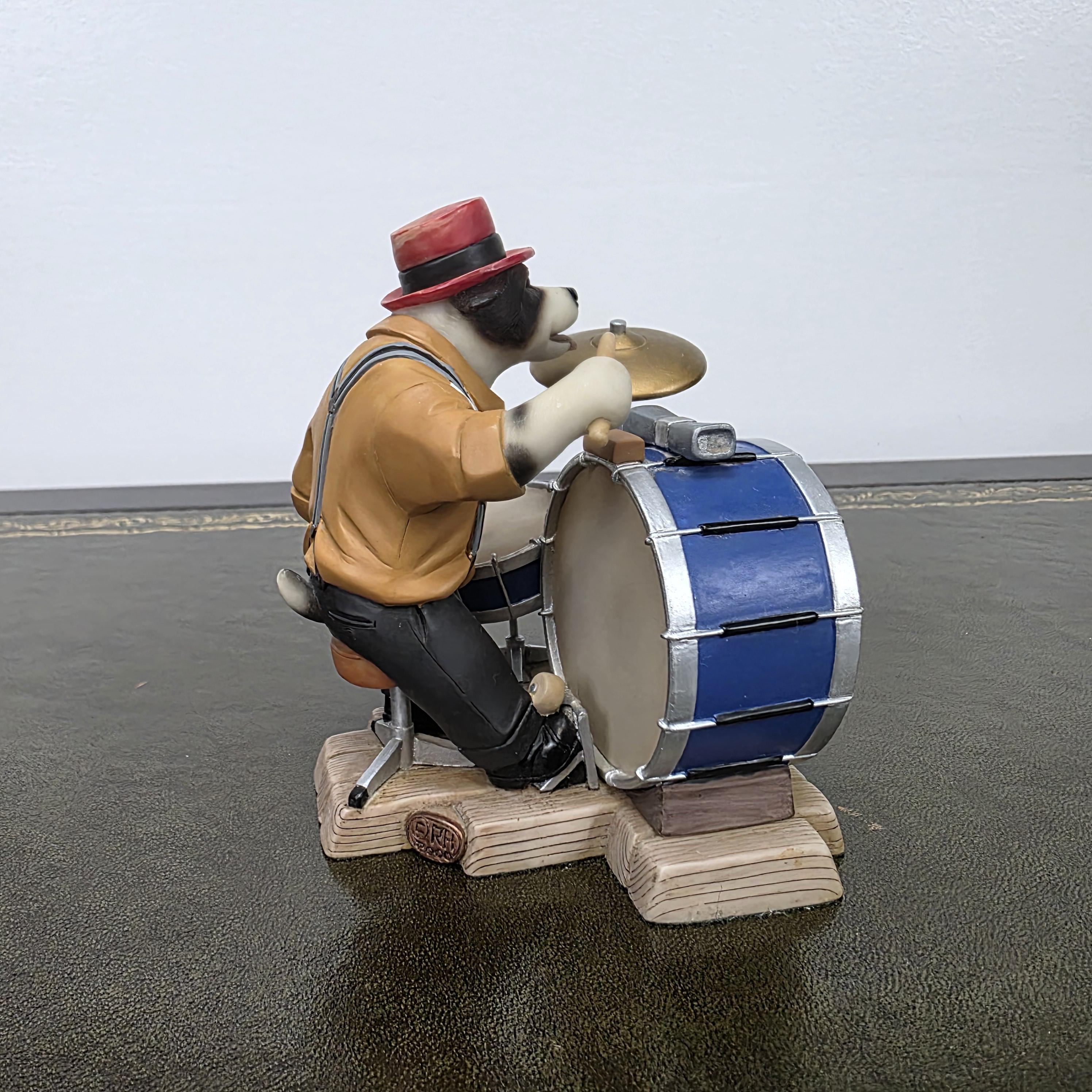 Doggie People Drummer Figurine DP141 Stomping Jackie Russell The Crazy Dog Ragtime Band Vintage