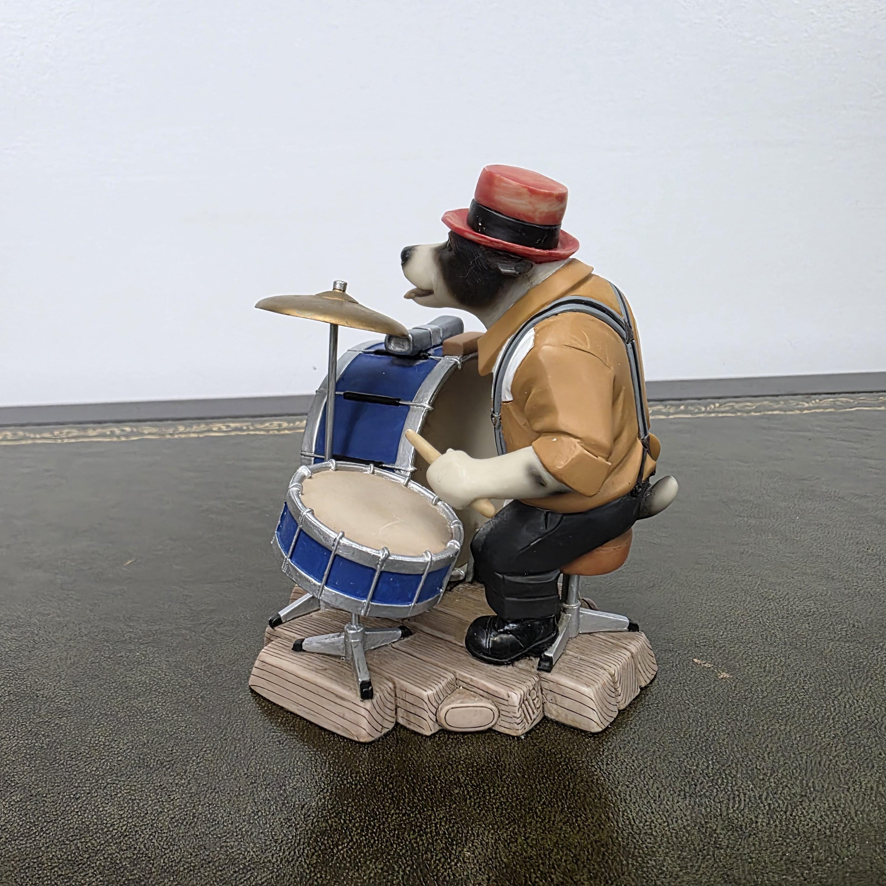 Doggie People Drummer Figurine DP141 Stomping Jackie Russell The Crazy Dog Ragtime Band Vintage