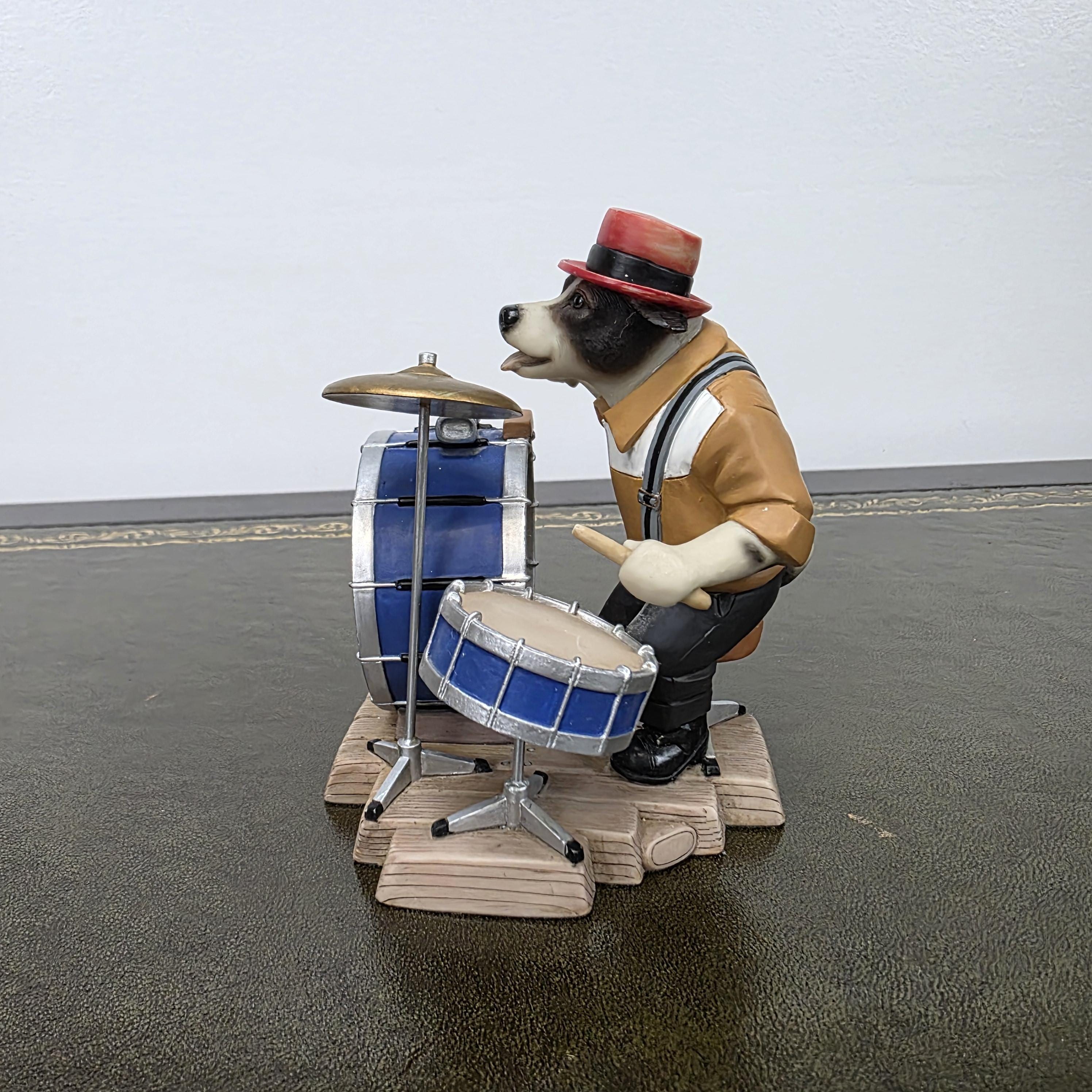 Doggie People Drummer Figurine DP141 Stomping Jackie Russell The Crazy Dog Ragtime Band Vintage