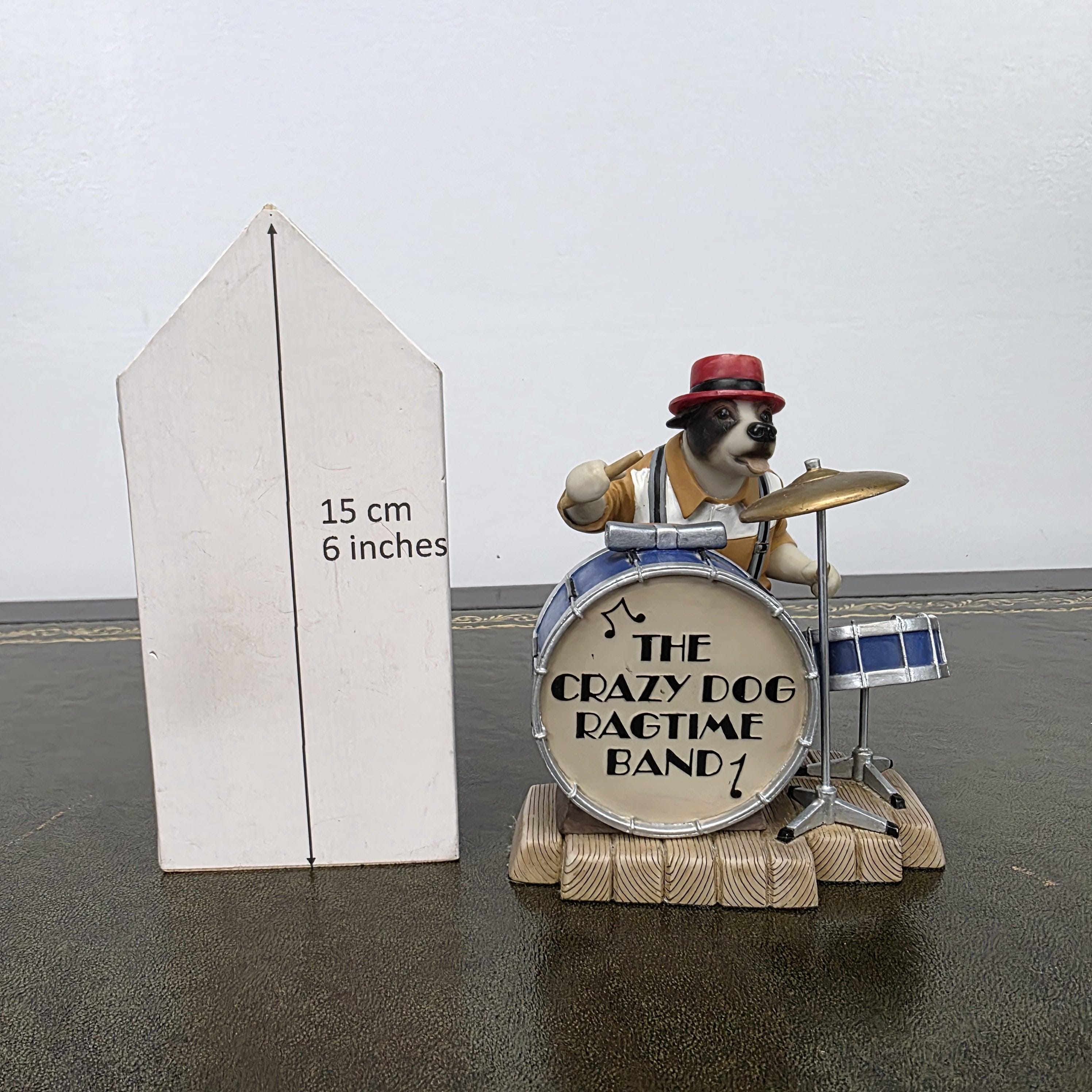 Doggie People Drummer Figurine DP141 Stomping Jackie Russell The Crazy Dog Ragtime Band Vintage