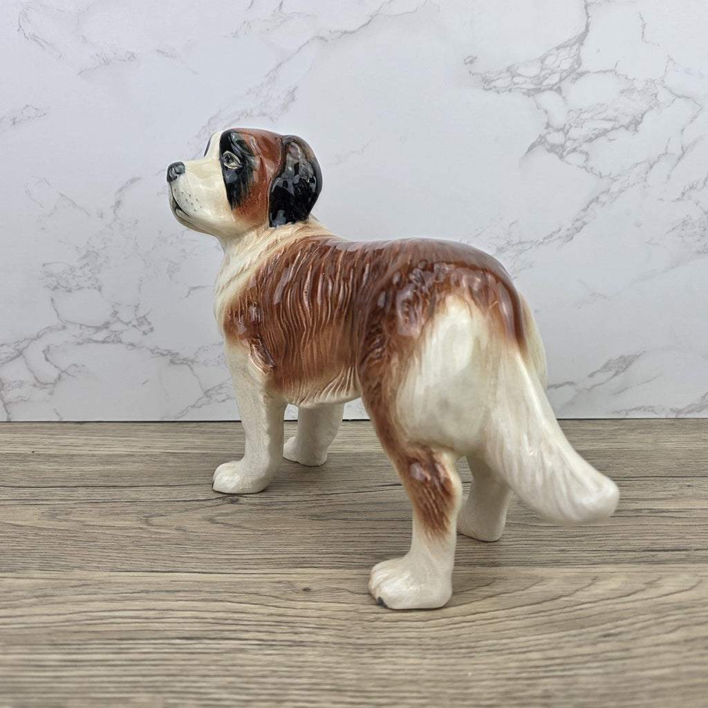 Vintage Melbaware Saint Bernard Dog Figurine Large English Pottery Collectible Shelf Decor Statue