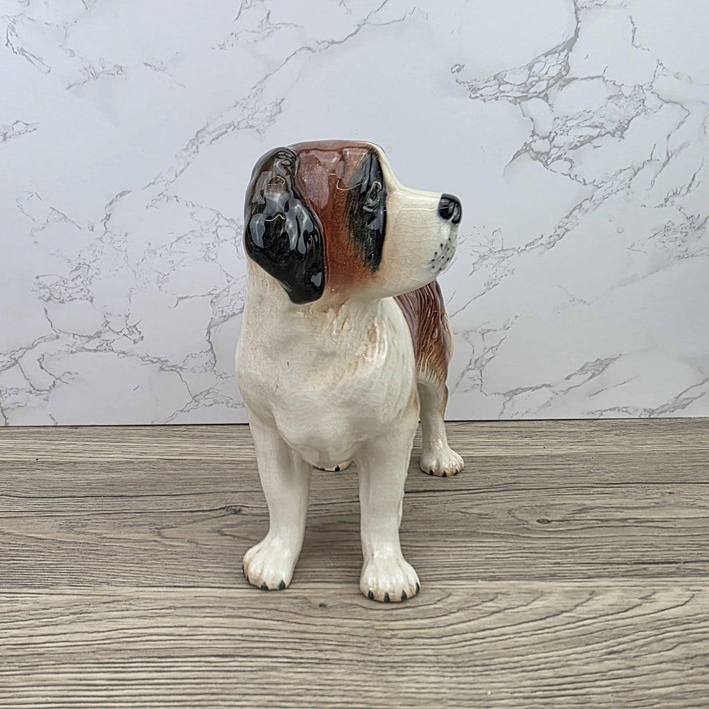 Vintage Melbaware Saint Bernard Dog Figurine Large English Pottery Collectible Shelf Decor Statue