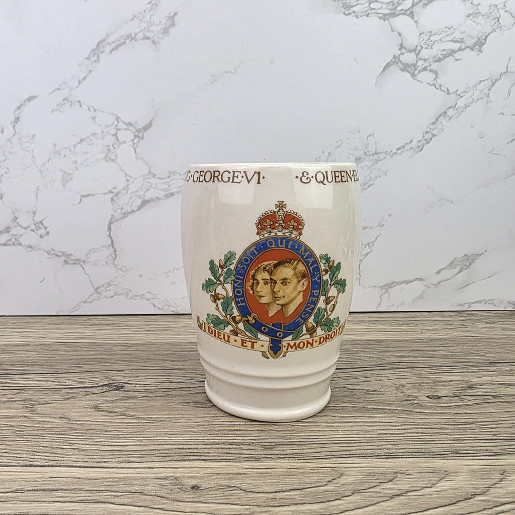 Antique King George VI Queen Elizabeth Coronation May 1937 Solian Ware English Pottery Mug