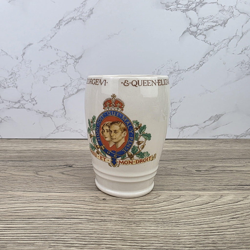 Antique King George VI Queen Elizabeth Coronation May 1937 Solian Ware English Pottery Mug