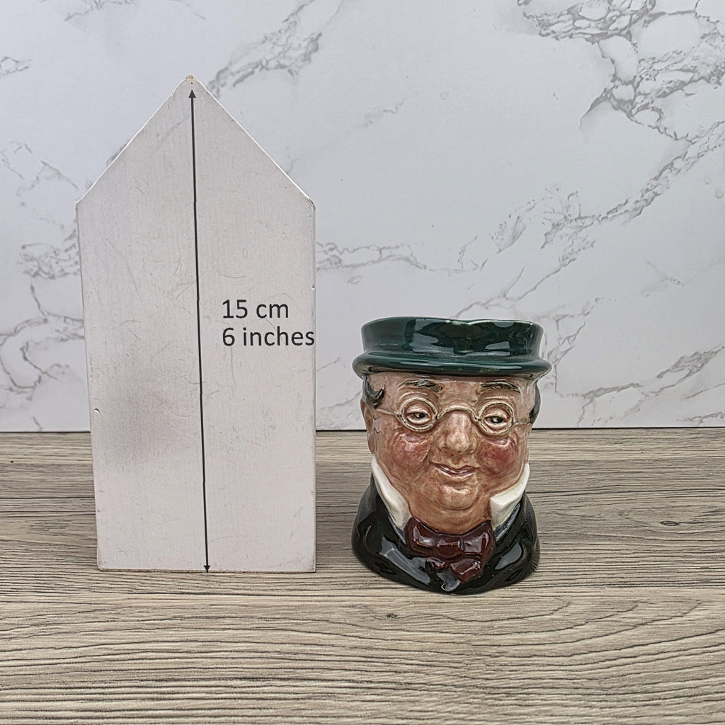 Vintage Royal Doulton Toby Character Jug 1939 English Pottery Mug Green Hat Gentleman Face