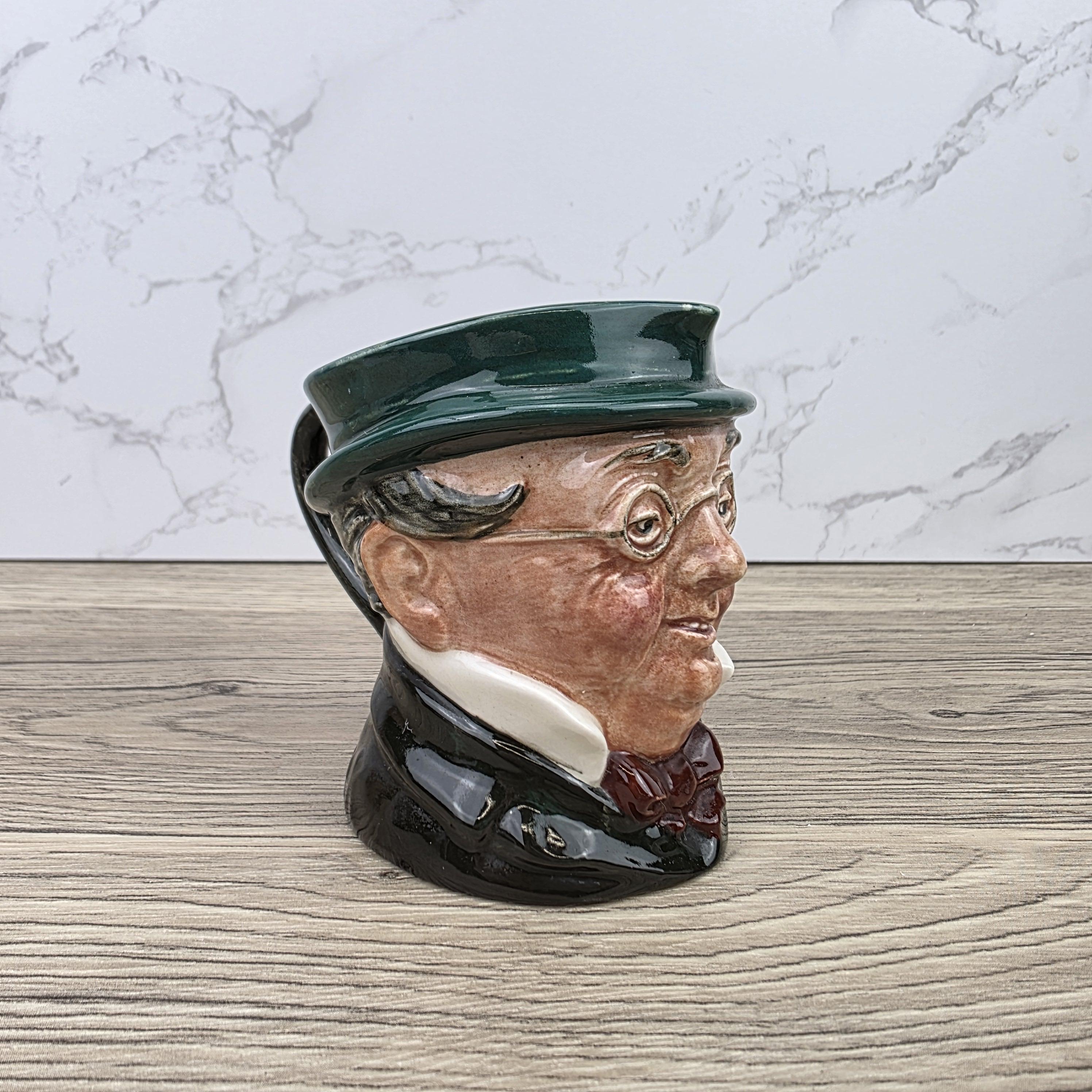 Vintage Royal Doulton Toby Character Jug 1939 English Pottery Mug Green Hat Gentleman Face