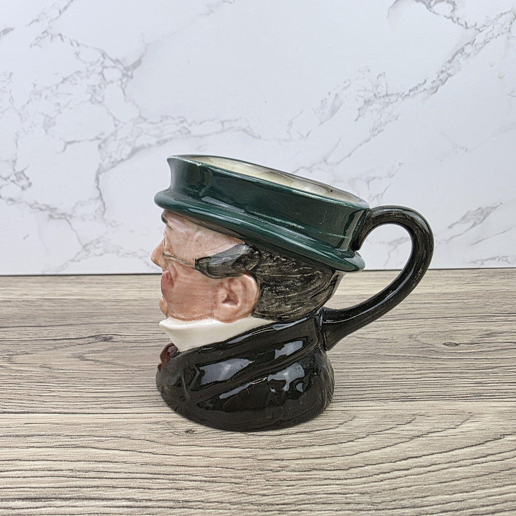 Vintage Royal Doulton Toby Character Jug 1939 English Pottery Mug Green Hat Gentleman Face