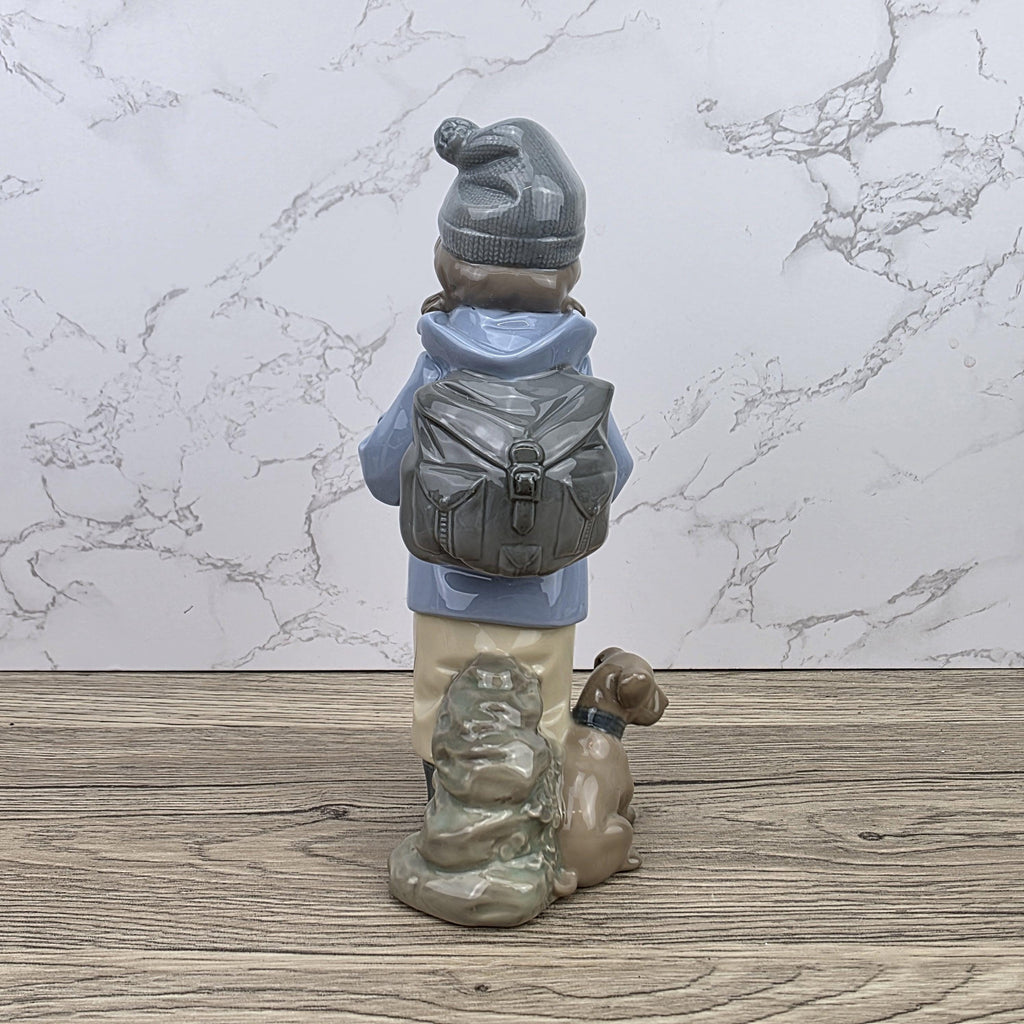 NAO Porcelain Child Figurine with Dog | Handmade Valencia Spain | Late 20th Century Collectible Sculpture