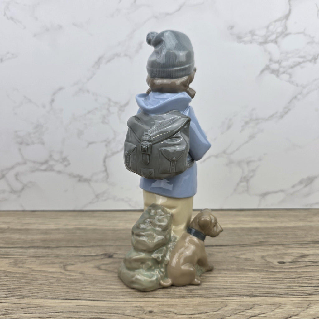 NAO Porcelain Child Figurine with Dog | Handmade Valencia Spain | Late 20th Century Collectible Sculpture