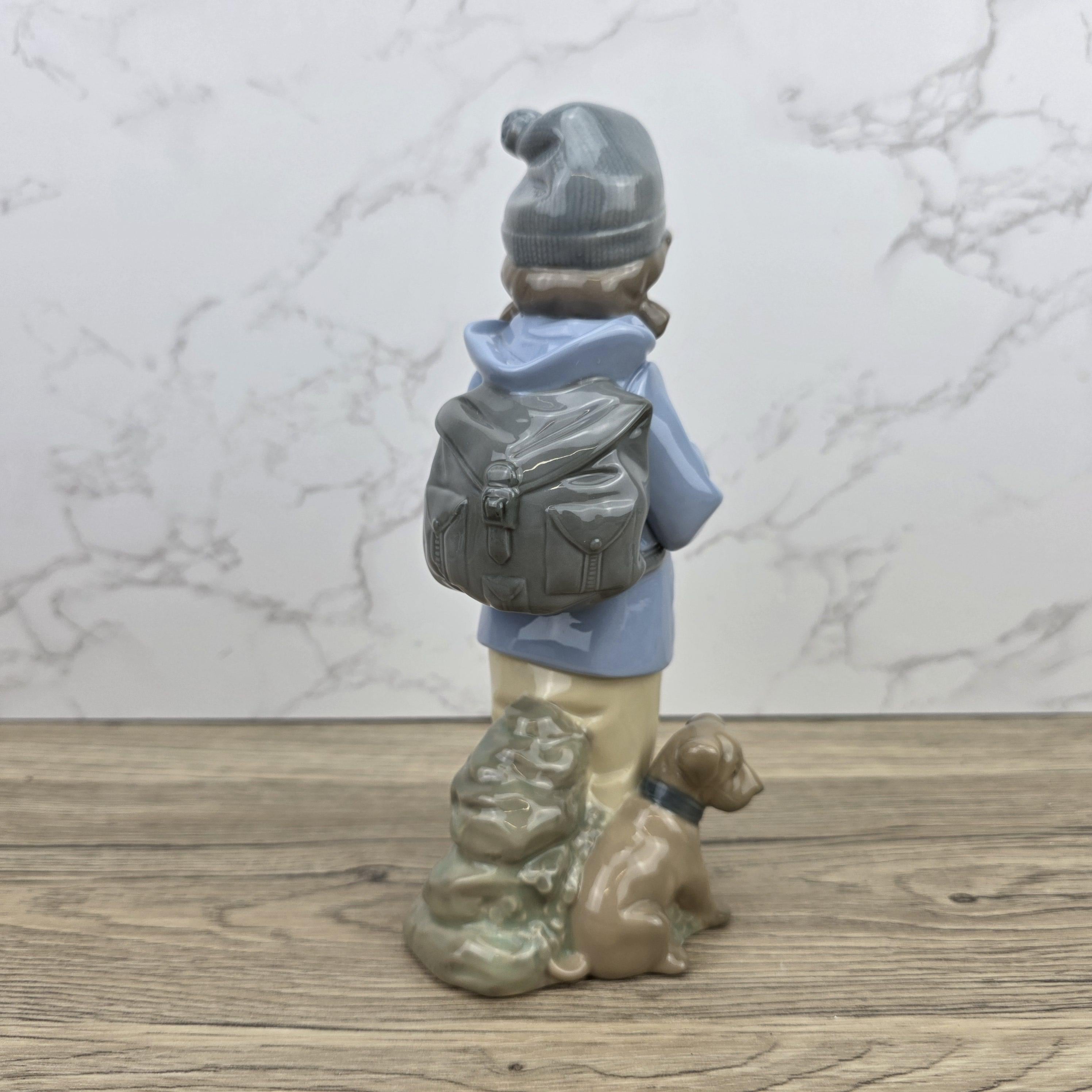 NAO Porcelain Child Figurine with Dog | Handmade Valencia Spain | Late 20th Century Collectible Sculpture