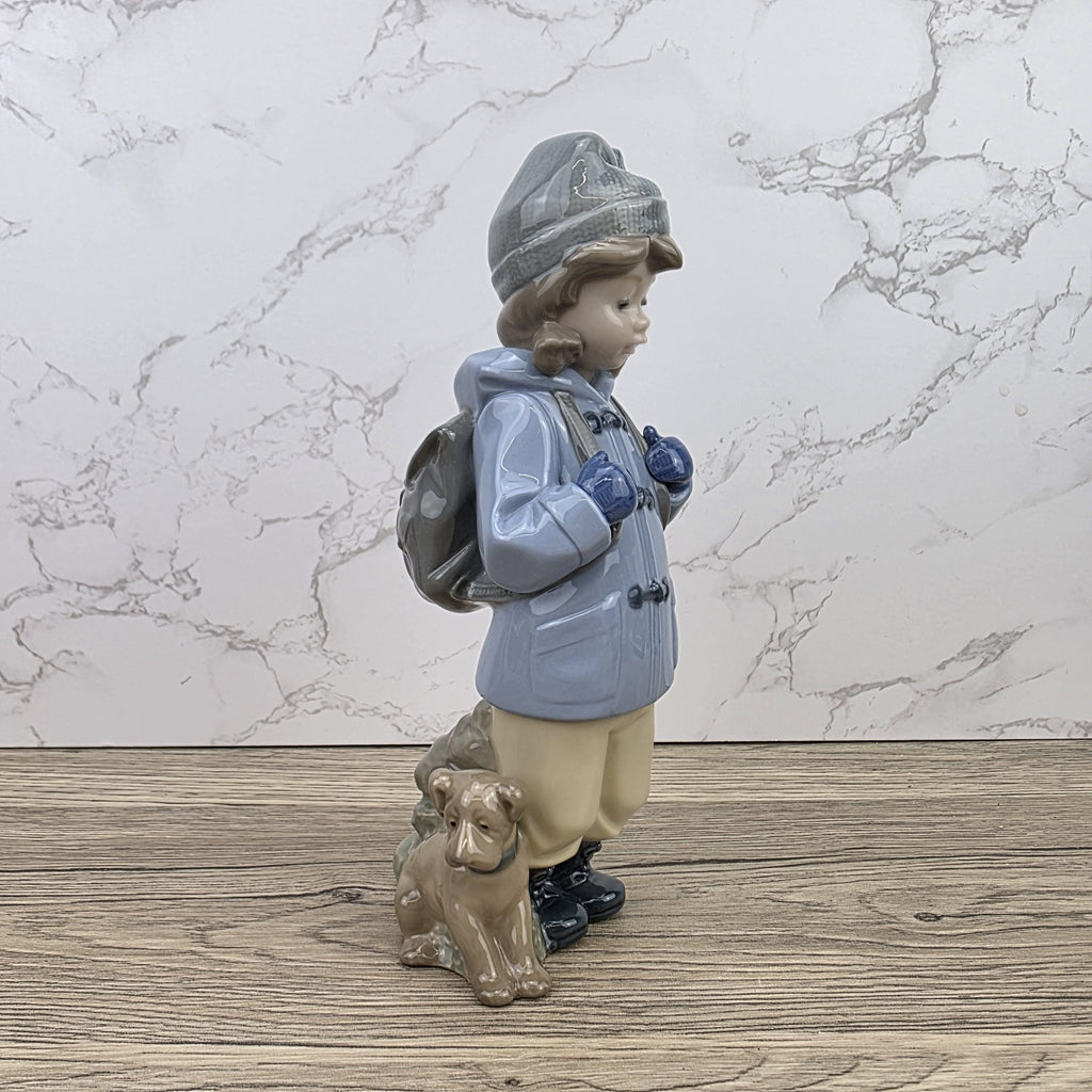 NAO Porcelain Child Figurine with Dog | Handmade Valencia Spain | Late 20th Century Collectible Sculpture